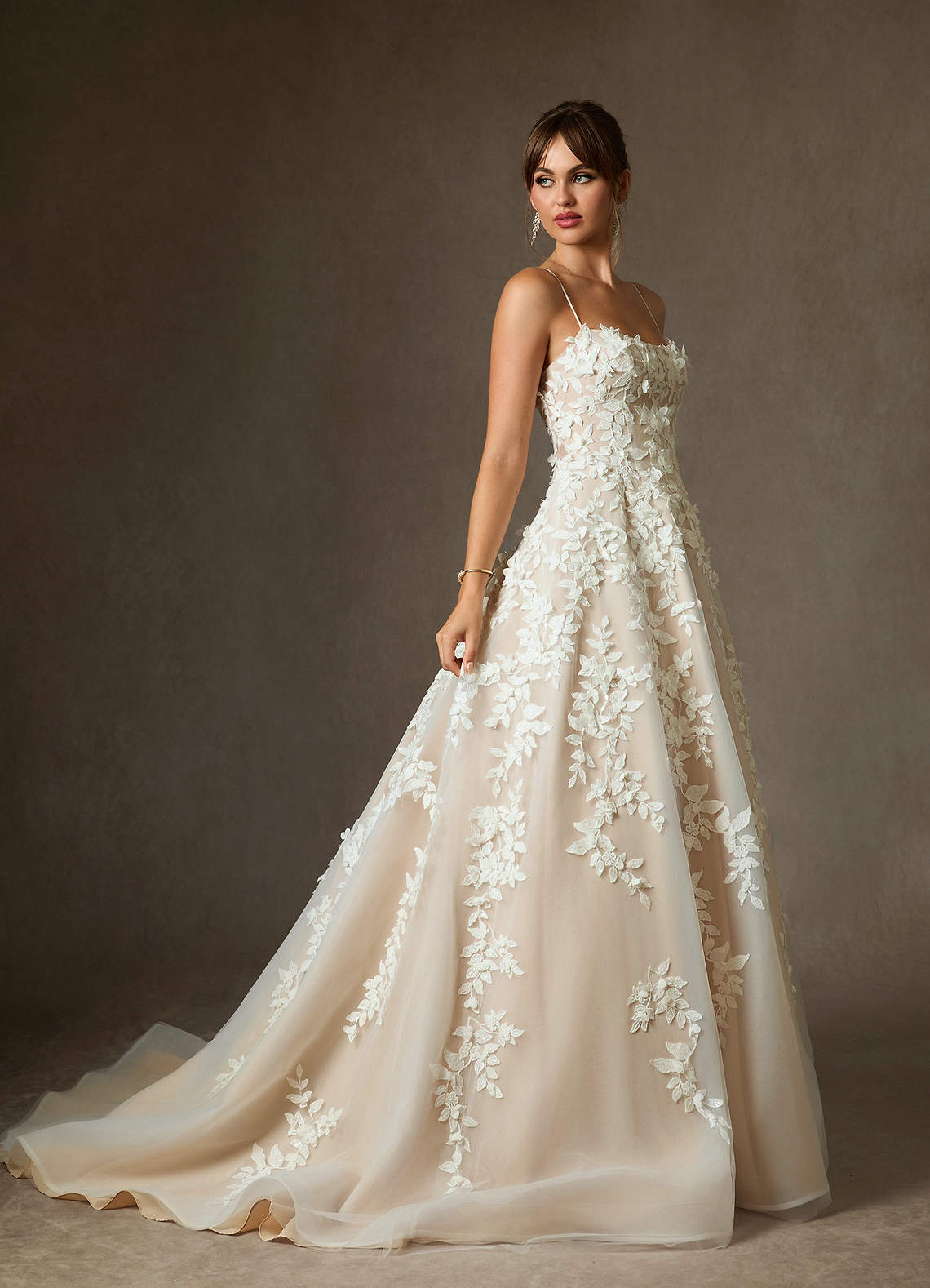 Azazie Alyson Trouwjurken Jurk van Kant met Baljurk Diamant Wit Champagne image1