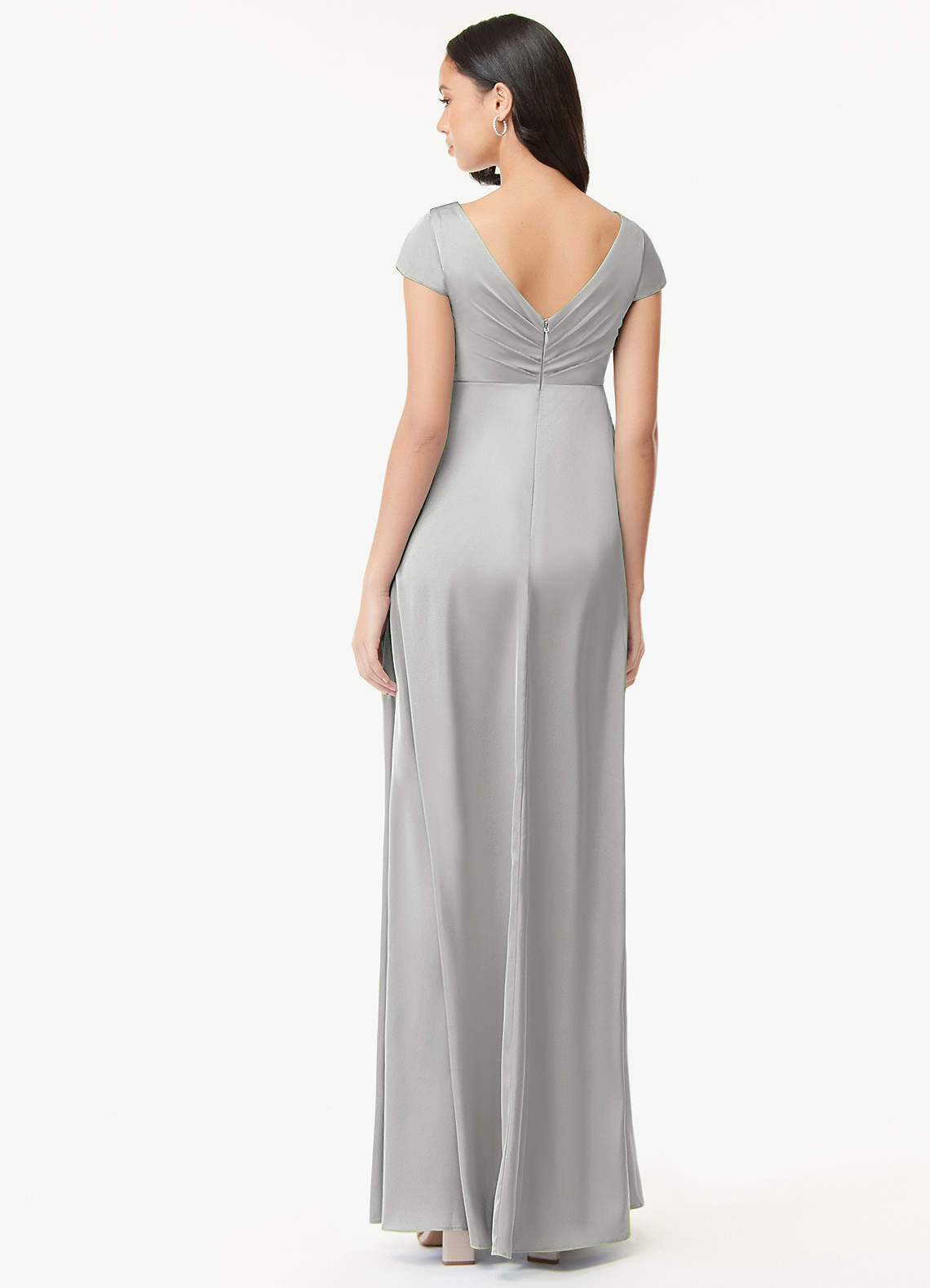 Azazie Allessia vestidos de dama de honor de maternidad Vestido de Corte en A Plisado Hasta el suelo Satén Elástico image1