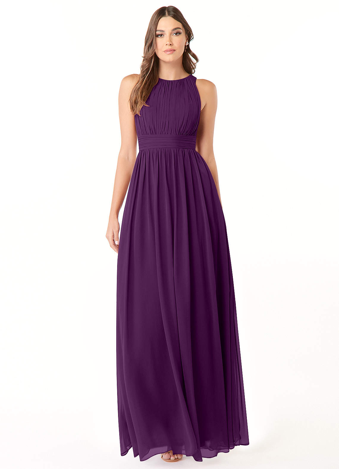 Azazie Luz Bridesmaid Dresses Grape A-Line Lace Chiffon Dress image1