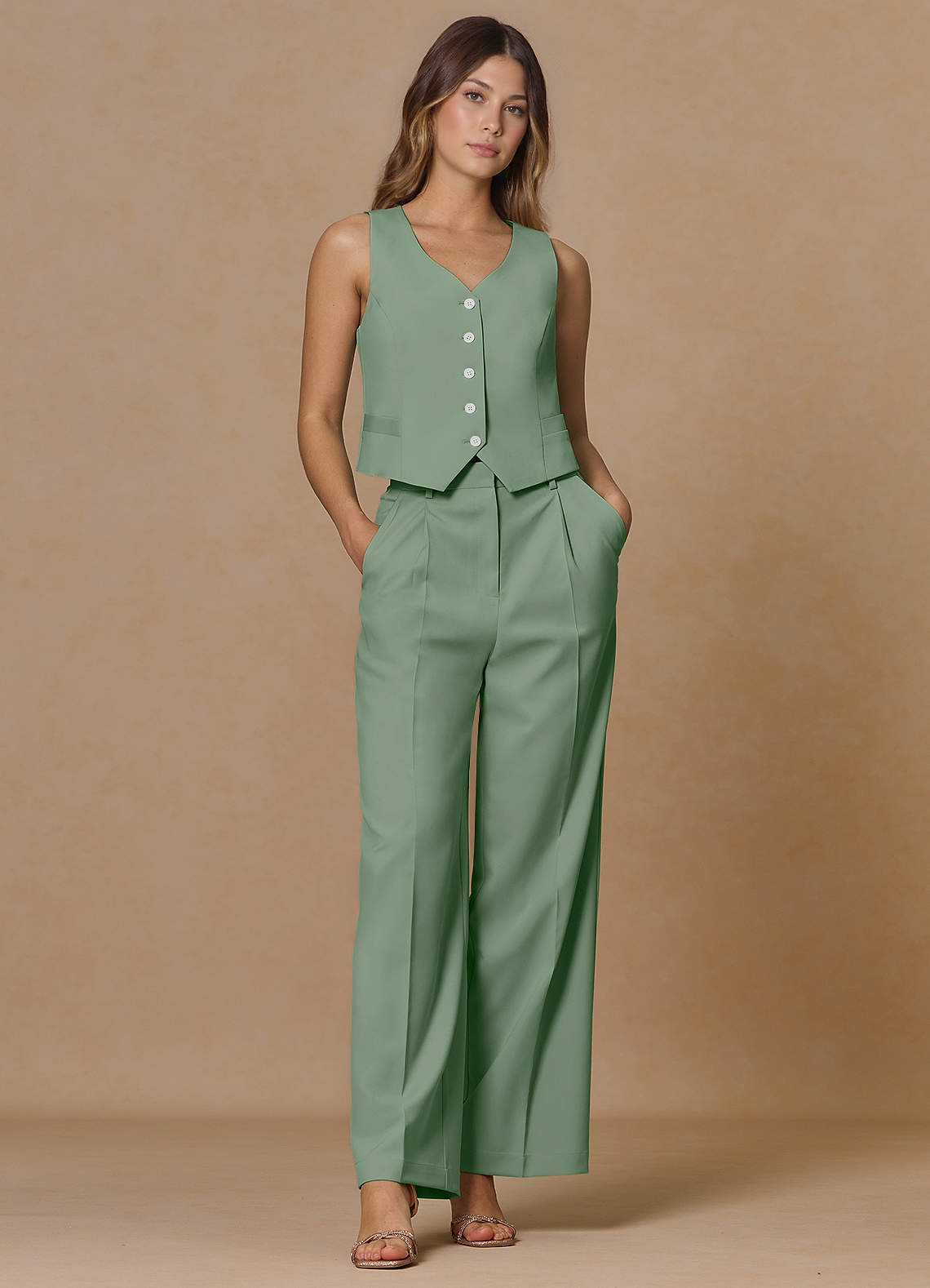 front Rowan Matcha Refined Weave Performance pants