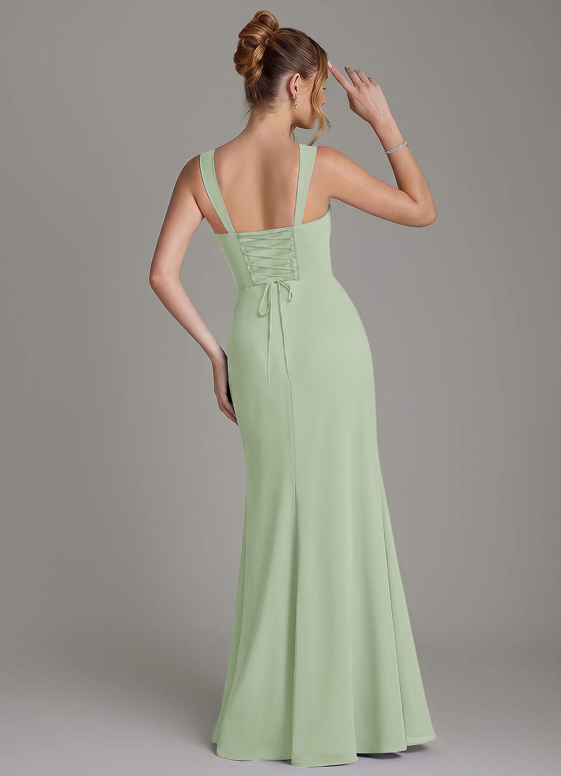 Azazie Agustina Bridesmaid Dresses Dusty Sage Mermaid Corset Chiffon Dress image6