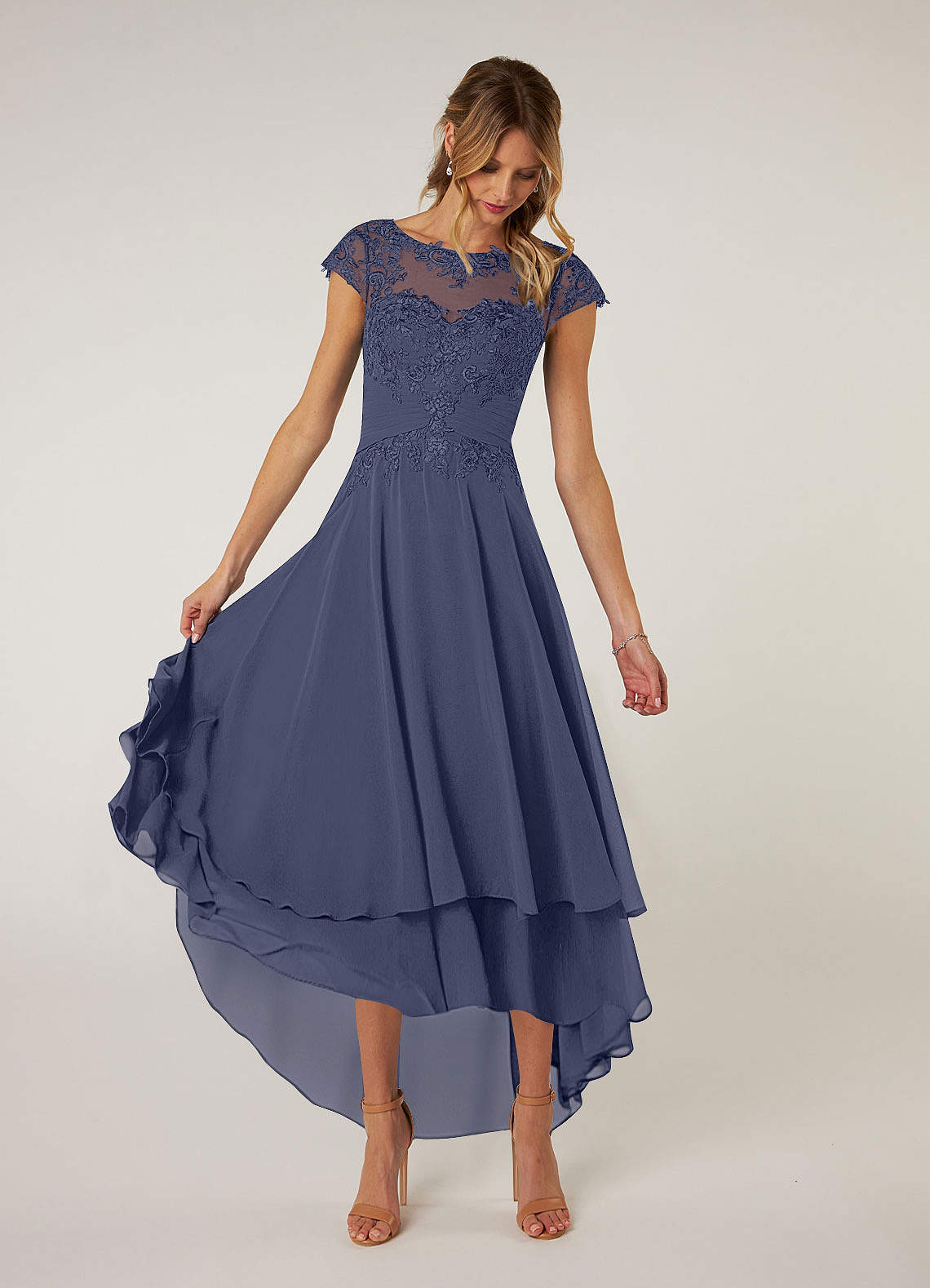 Azazie Shonda Mother of the Bride Dresses Stormy Lace Chiffon Dress image1