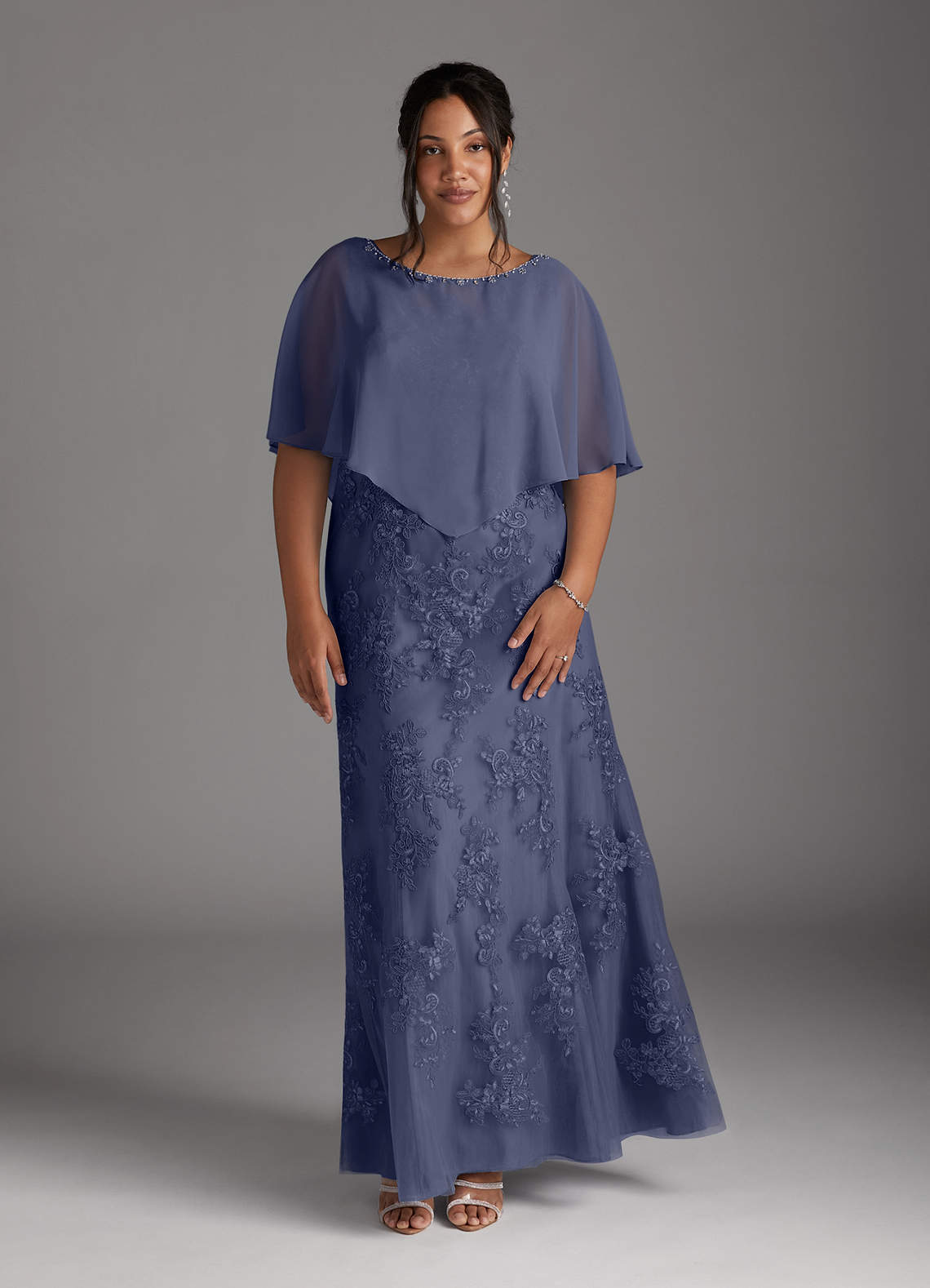 Azazie Whilhelmina Mother of the Bride Dresses Stormy Mermaid Lace Chiffon Dress image1