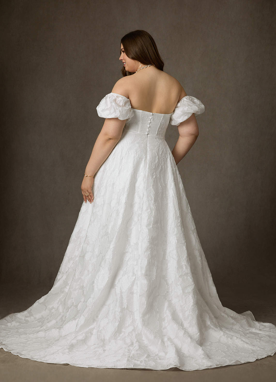 Azazie Gladiola Wedding Dresses Diamond White Ball-Gown Sweetheart Neckline Floral Burnout Jacquard Dress image16