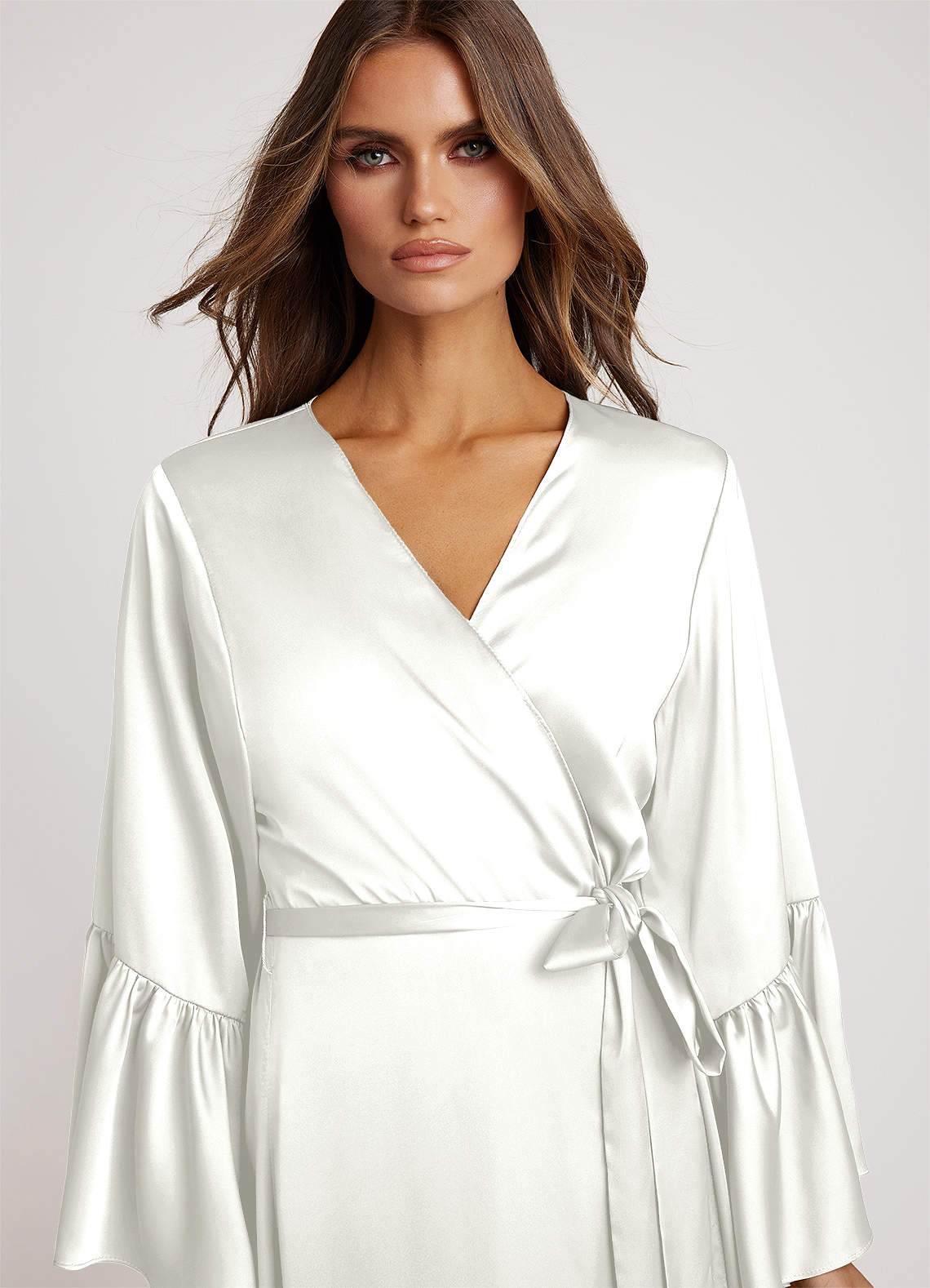 front Long Bridal Ruffle Robe