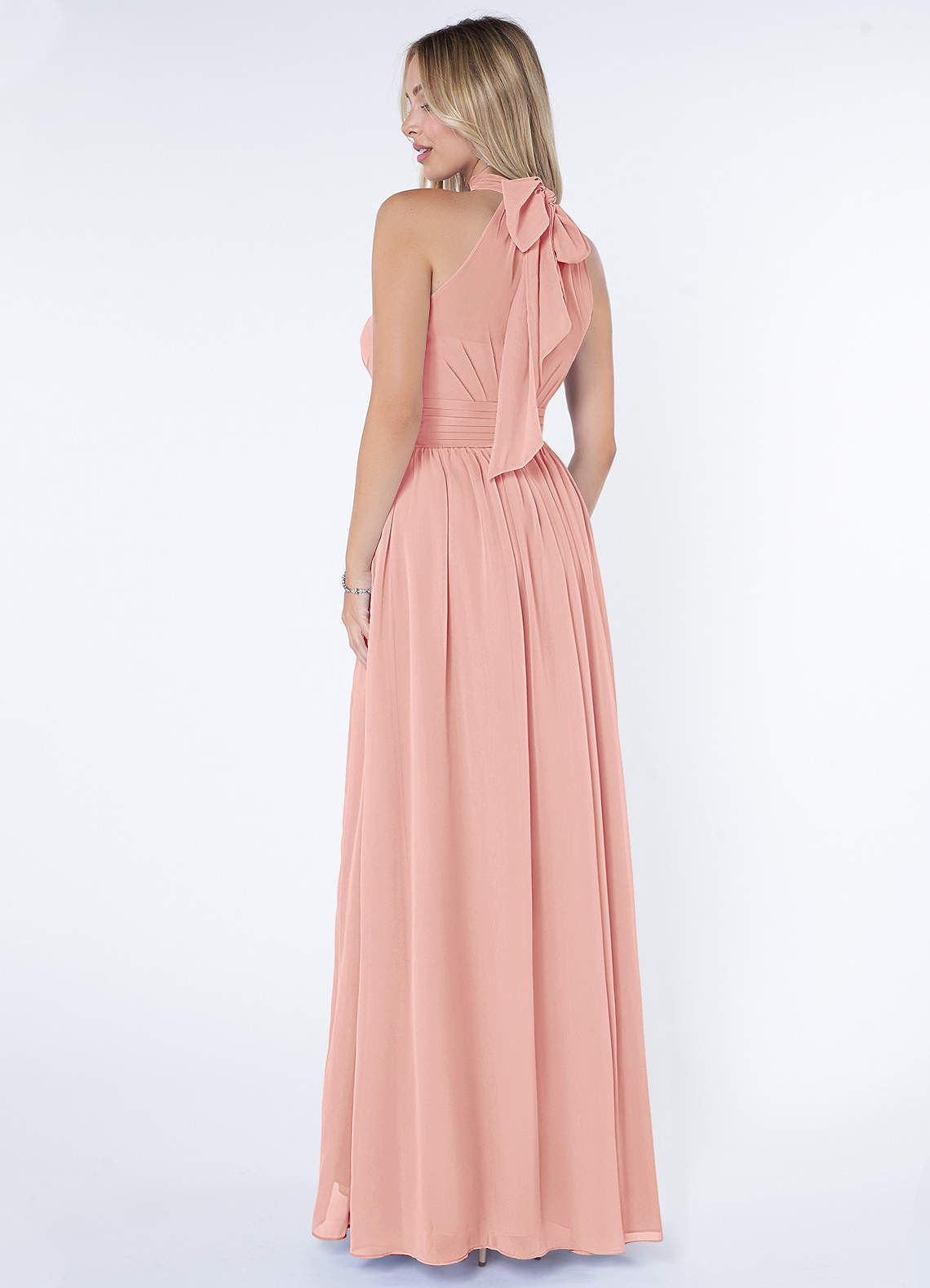 Azazie Iman At-home Try On Dresses Dusty Blue A-Line A-Line Ruched Chiffon Dress image4