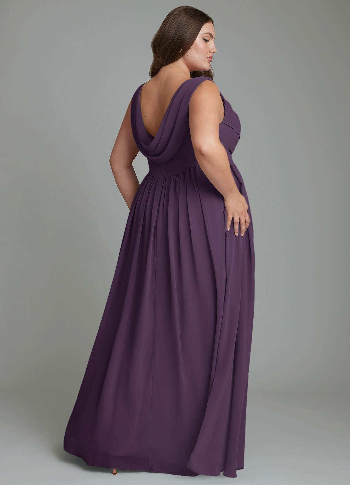 Azazie Novi Bridesmaid Dresses Plum A-Line Pleated Chiffon Dress image7