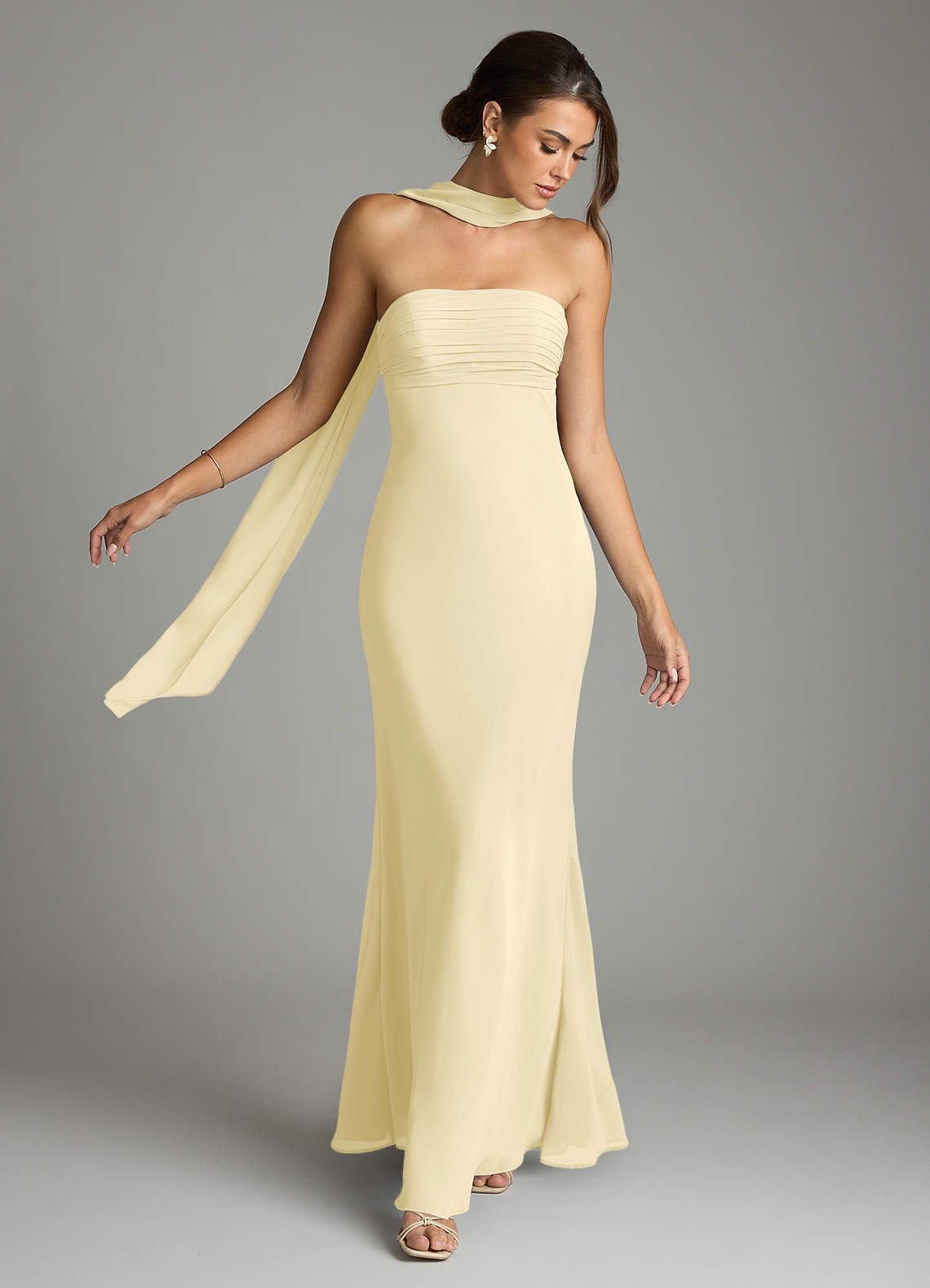 Azazie Saylor Jurken voor bruidsmeisjes Jurk van Chiffon met Zeemeermin Strapless Citroensorbet image6