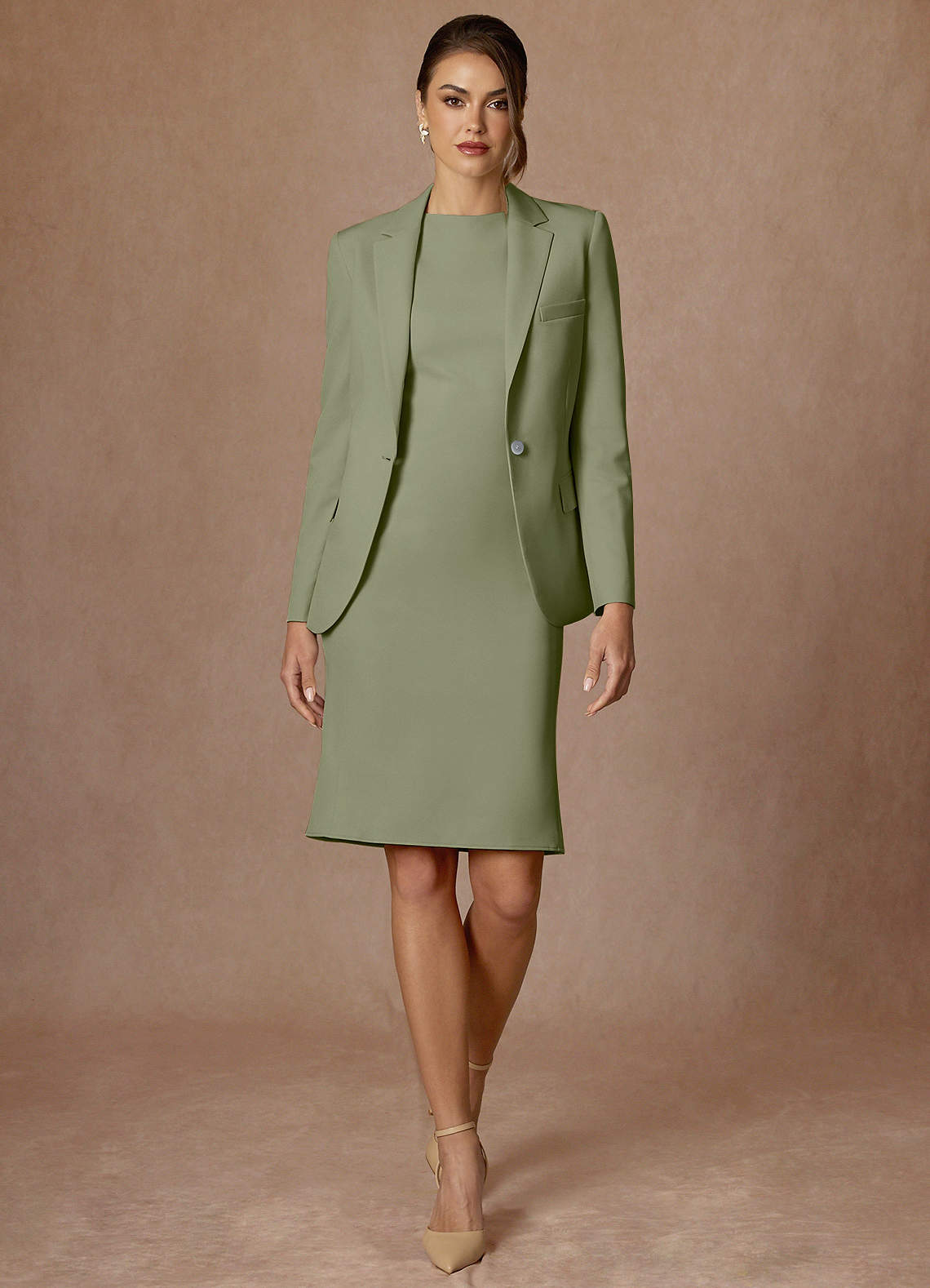 front Kennedy Pistachio Structured Stretch Dress