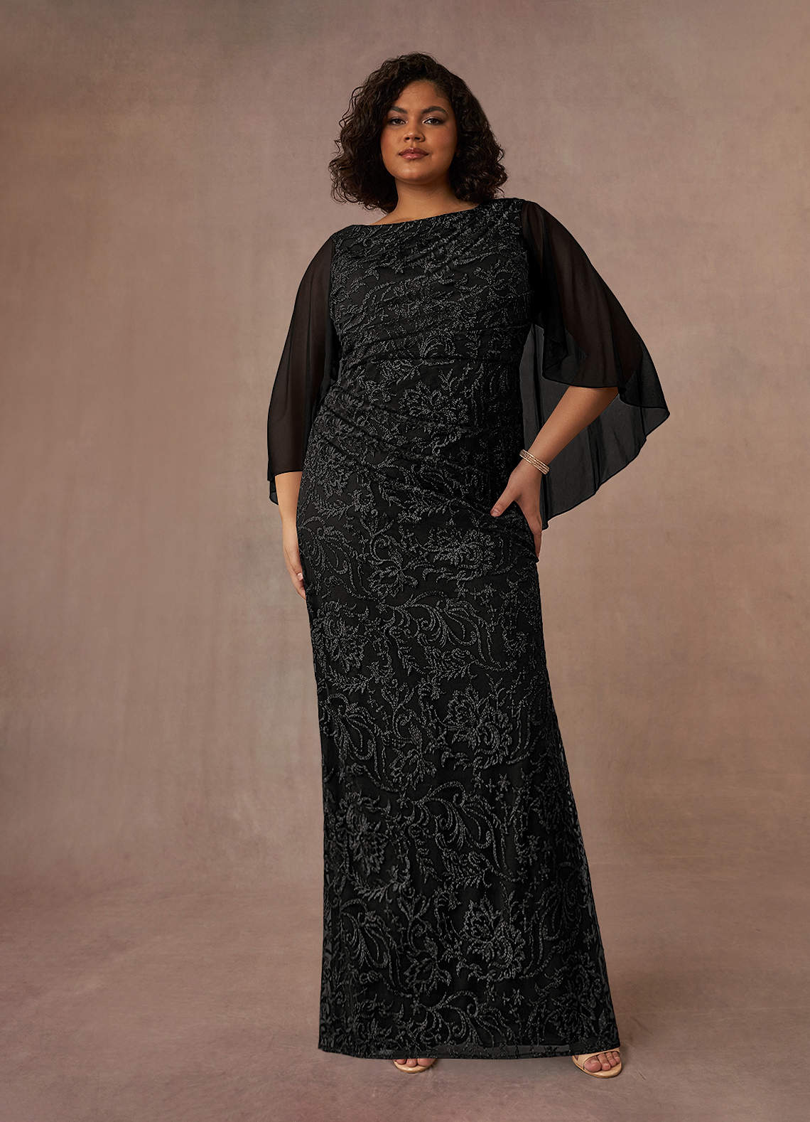 Azazie Collins Final Sale Black Sheath Lace Dress image1