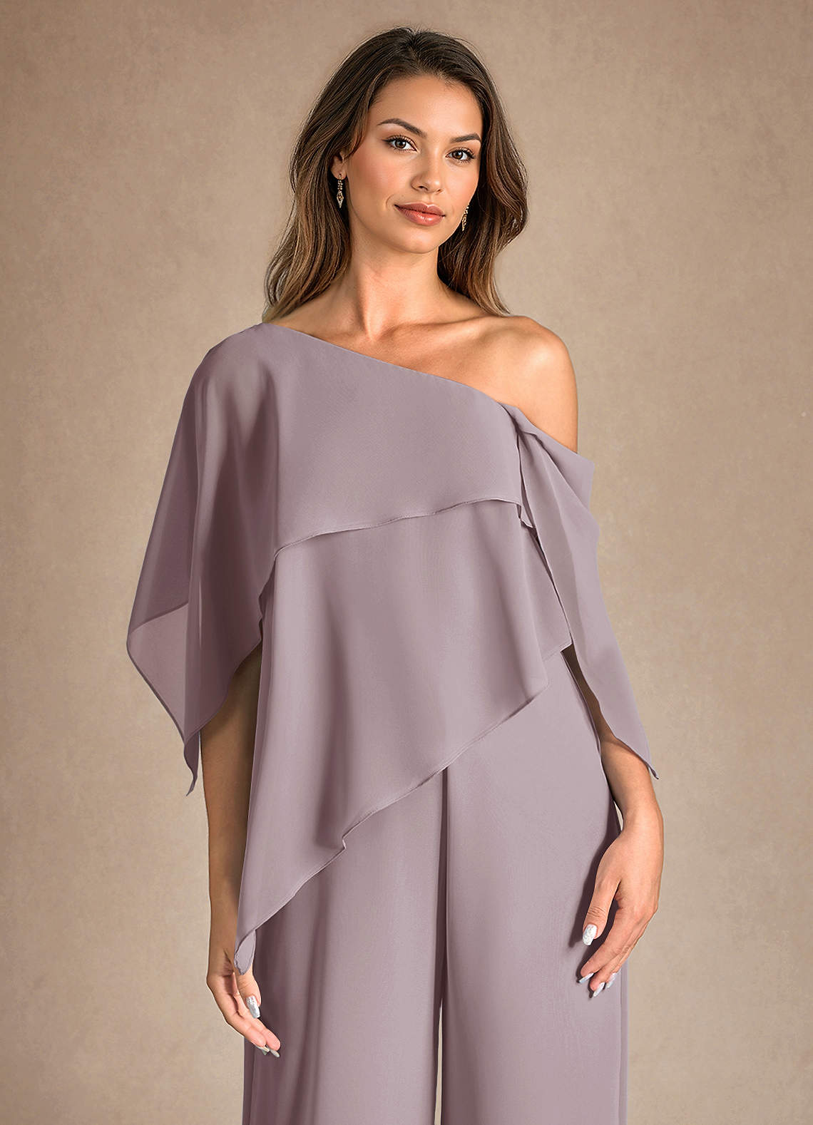 Azazie Halima Abiti per la Madre della Sposa Abito Tuta Pantaloni in Chiffon Spacco Laterale Dusk image7