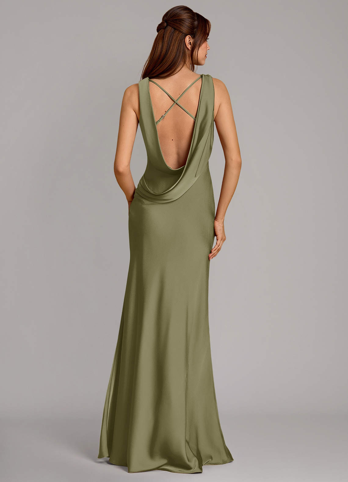 Azazie Cheryl Bridesmaid Dresses Pistachio Mermaid Stretch Satin Dress image1