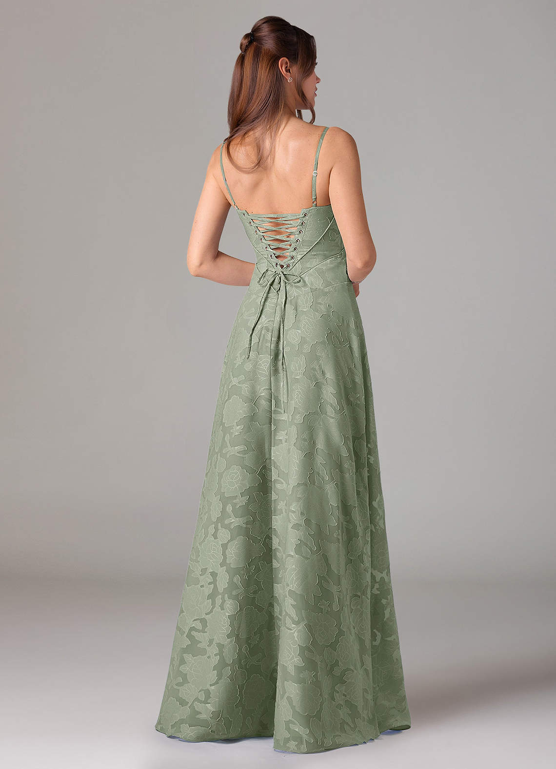 Azazie Valentine Bridesmaid Dresses Agave A-Line Sweetheart Neckline Floral Burnout Dress image4