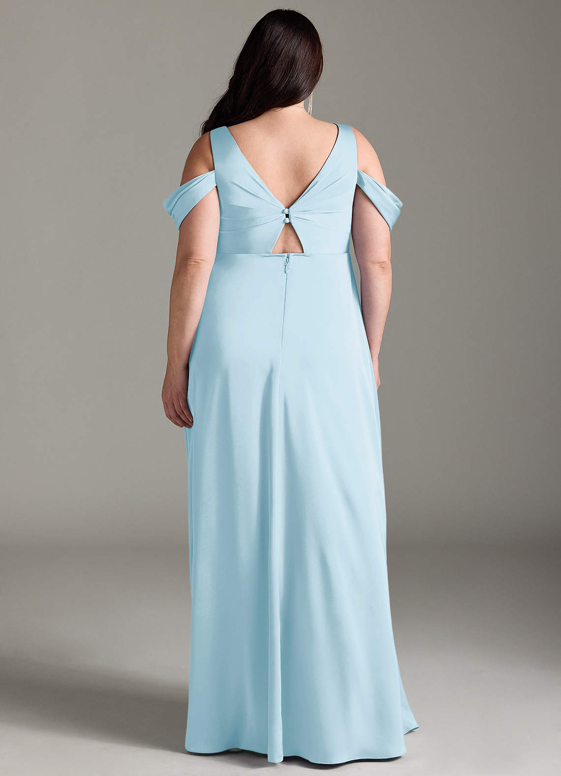 Azazie Rhea Maternity Bridesmaid Dresses A-Line Off-The-Shouler Pleated Stretch Satin Floor-Length Dress image8