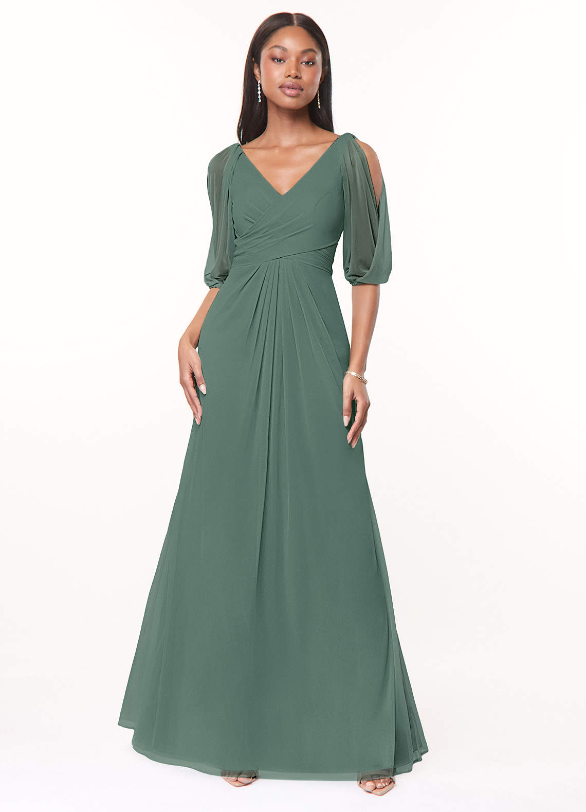 Azazie Noelia Final Sale Candy Pink A-Line Pleated Mesh Dress image1