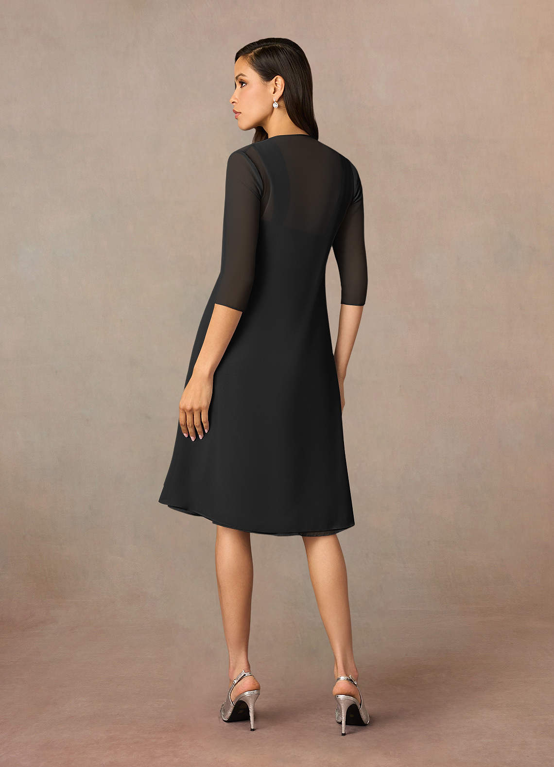 Azazie Plus Size A-Line/Princess Square Neck Knee-Length Chiffon Mother of The Bride or Groom Dresses - Black