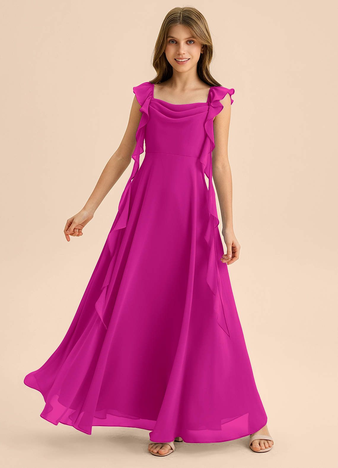 fuchsia junior bridesmaid dresses Azazie Posie Junior