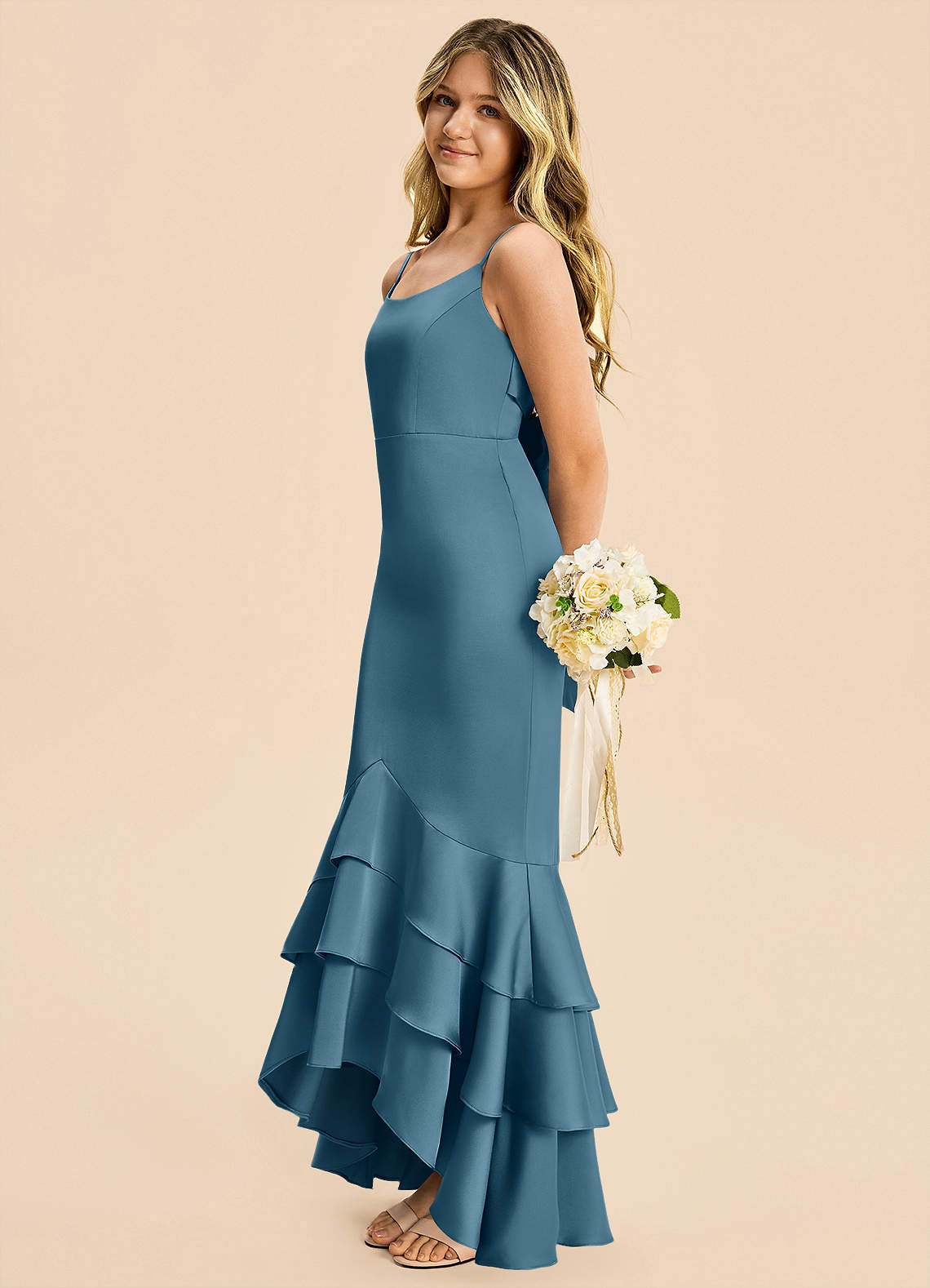 junior bridesmaid mermaid dresses Azazie Fay Color:Polka Dot Black White