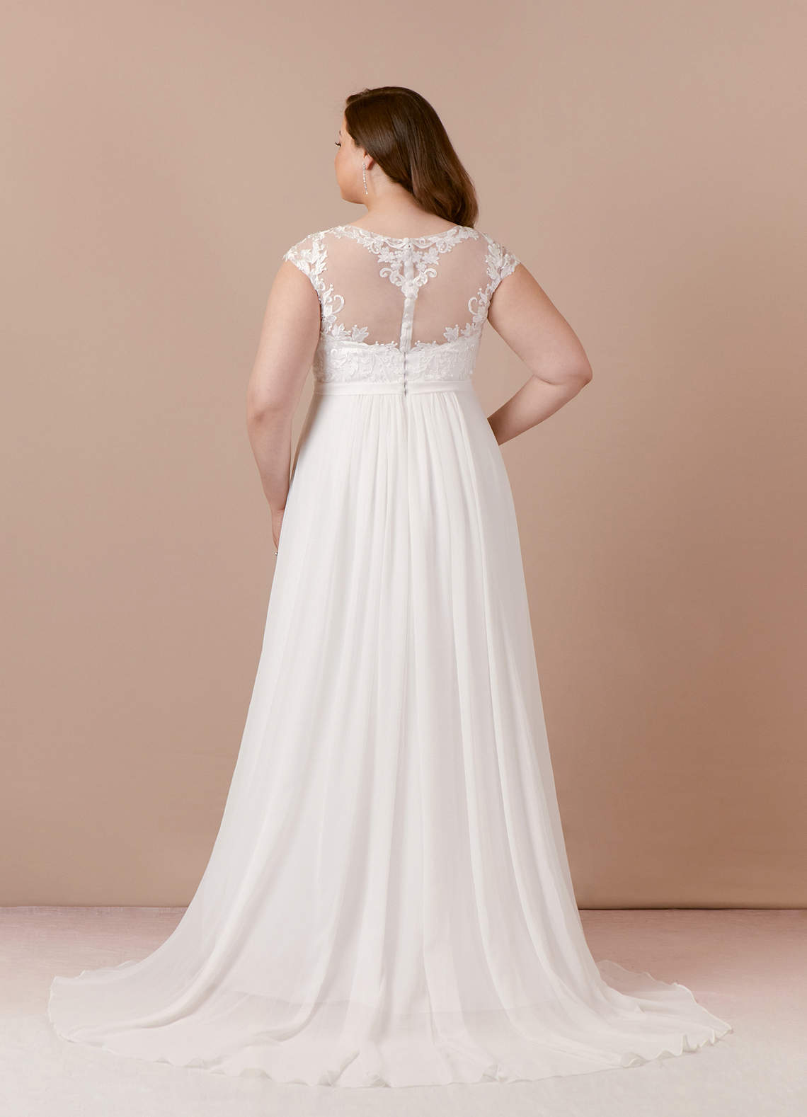 Azazie Brynslee Abiti da Sposa Abito A-Line in Chiffon con Scollo a U e Paillettes Bianco Diamante image10