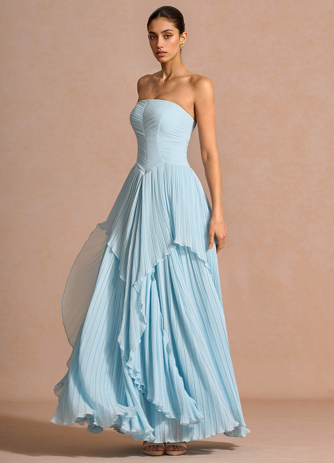blue flowing dress Azure Flowy Chiffon Front Twist Maxi Dress main image 0
