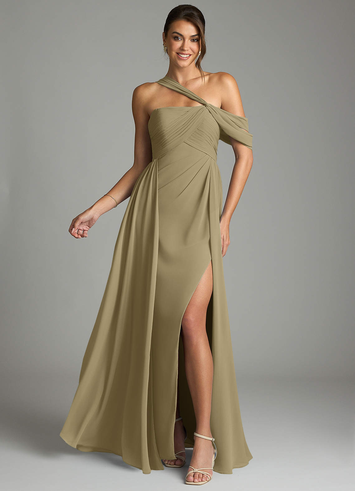 Azazie Kassandra Moss Green Chiffon Bridesmaid Dresses | Azazie