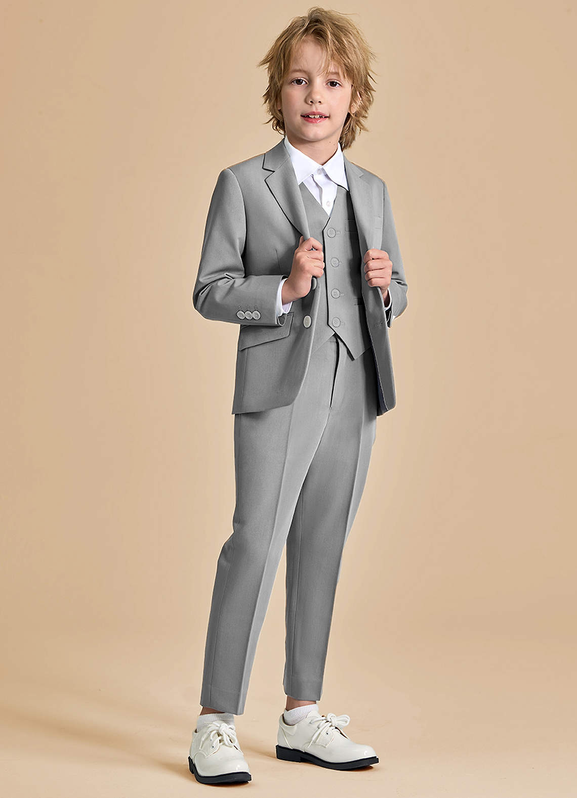 front Oliver Boys Grey 3-Piece Suit