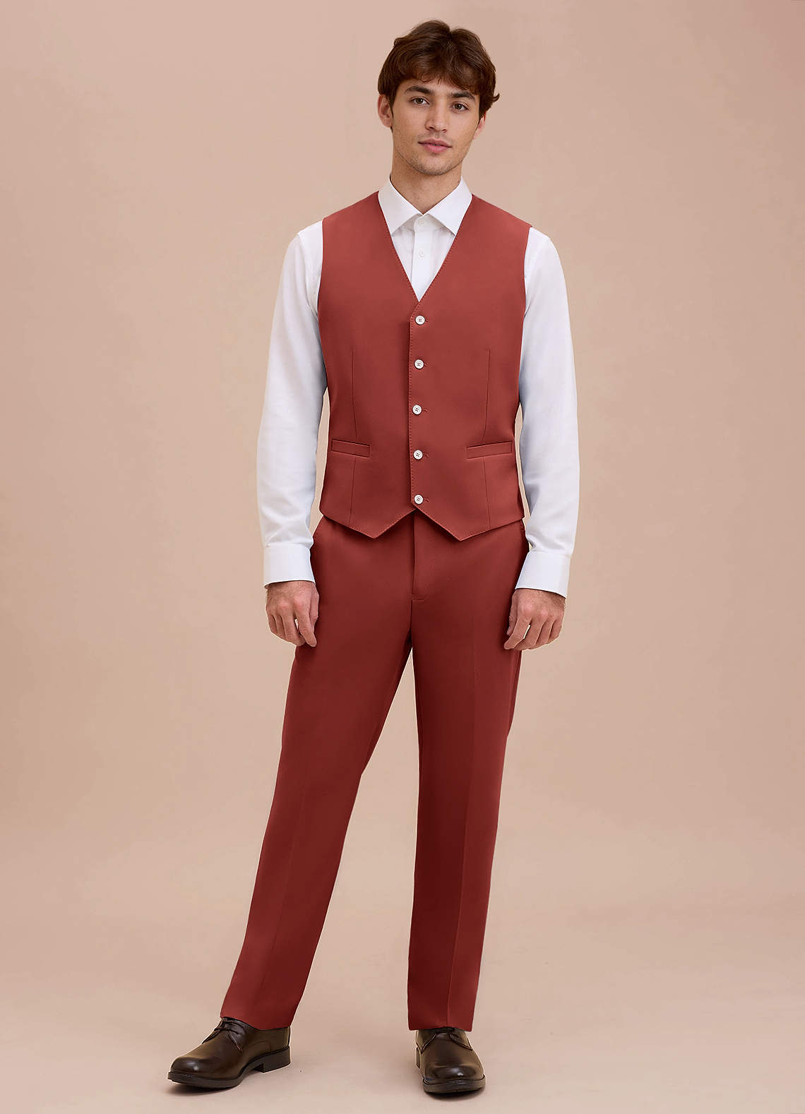 front Ethan Terracotta Refined Weave Suit Vest