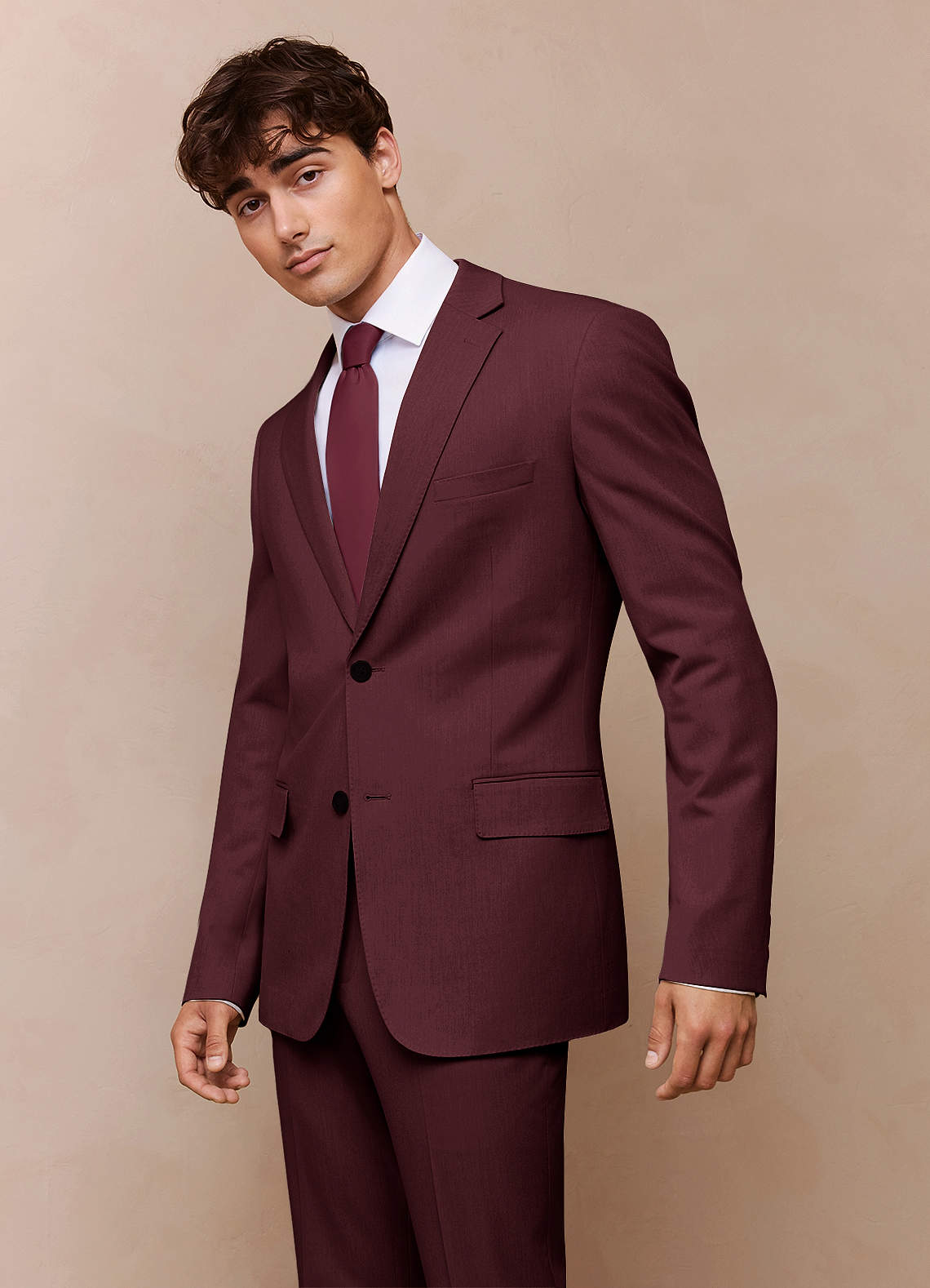 front James Cabernet Structured Stretch Suit Jacket