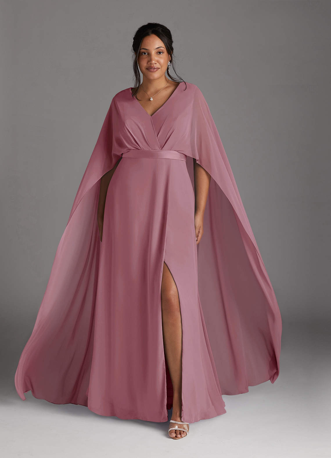 Azazie Isa Mother of the Bride Dresses Vintage Mauve A-Line V-Neck Pleated Chiffon Dress image1
