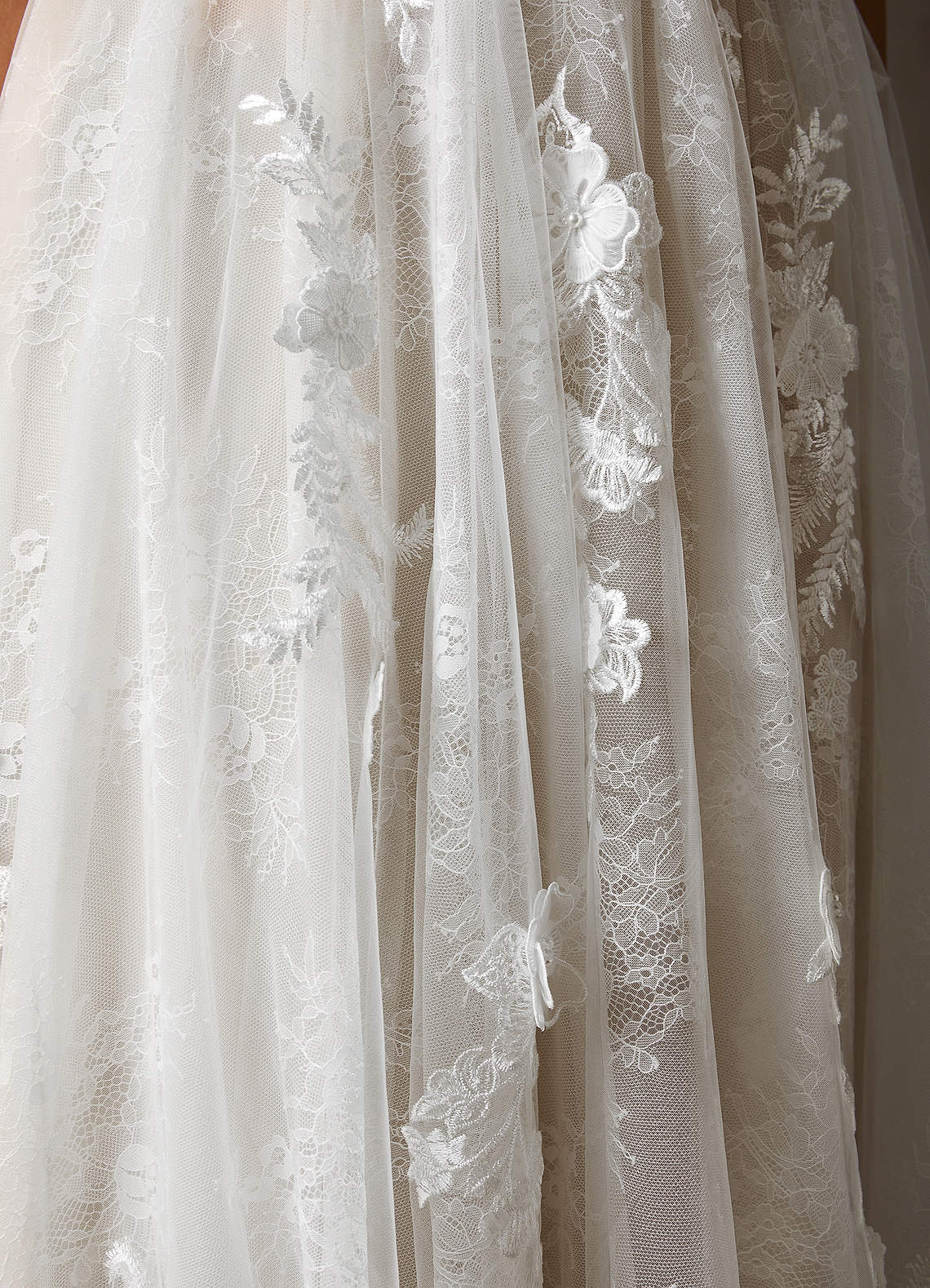 Azazie Monda Wedding Dresses Diamond White A-Line Lace Tulle Dress image8