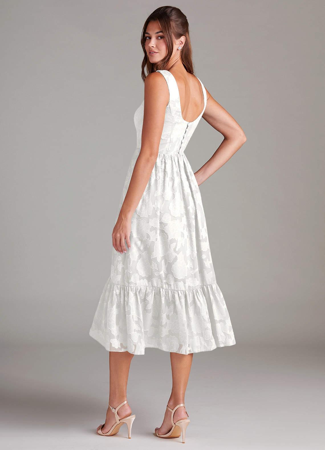 Azazie Alissa Vestidos de madrinha de casamento Vestido Branco de Esgotamento Floral de Linha A com com Bolsos image6