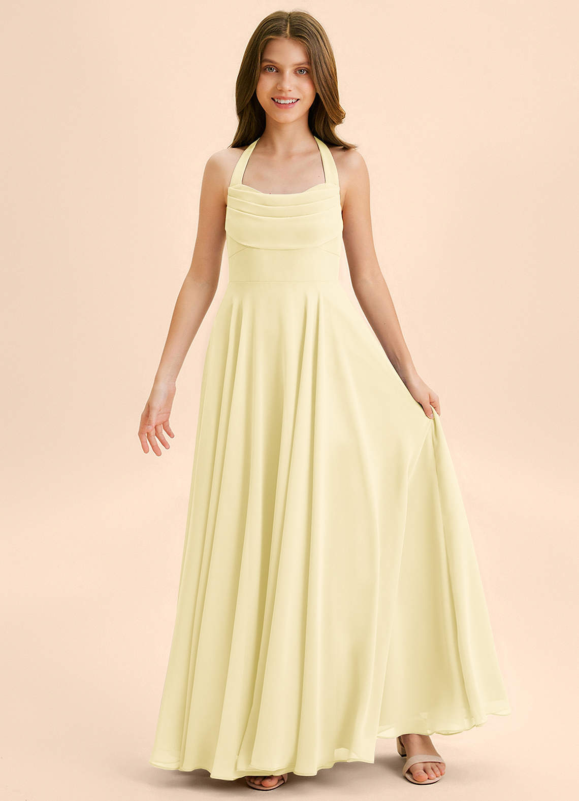 Azazie Kady Junior Dusty Rose A-Line Sweetheart Neckline Chiffon Dress image2