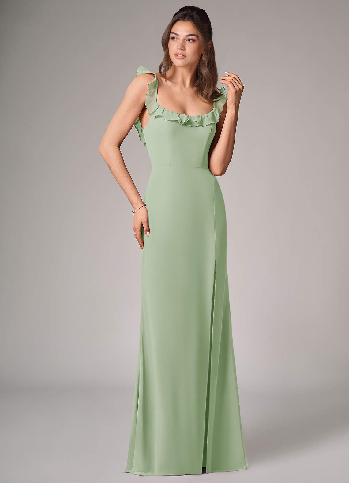 Azazie Callie Bridesmaid Dresses Dusty Sage Mermaid Side Slit Chiffon Convertible Dress image2