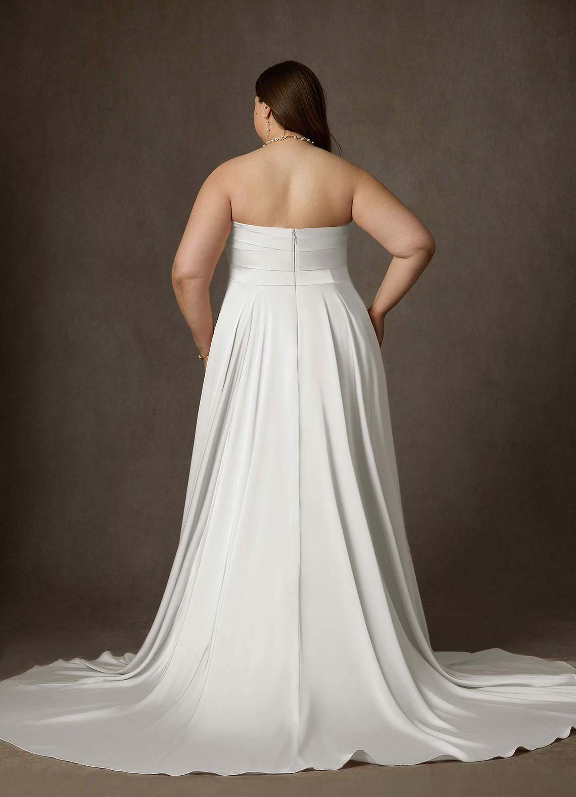 Azazie Alta Wedding Dresses Diamond White A-Line Strapless Stretch Satin Dress image9