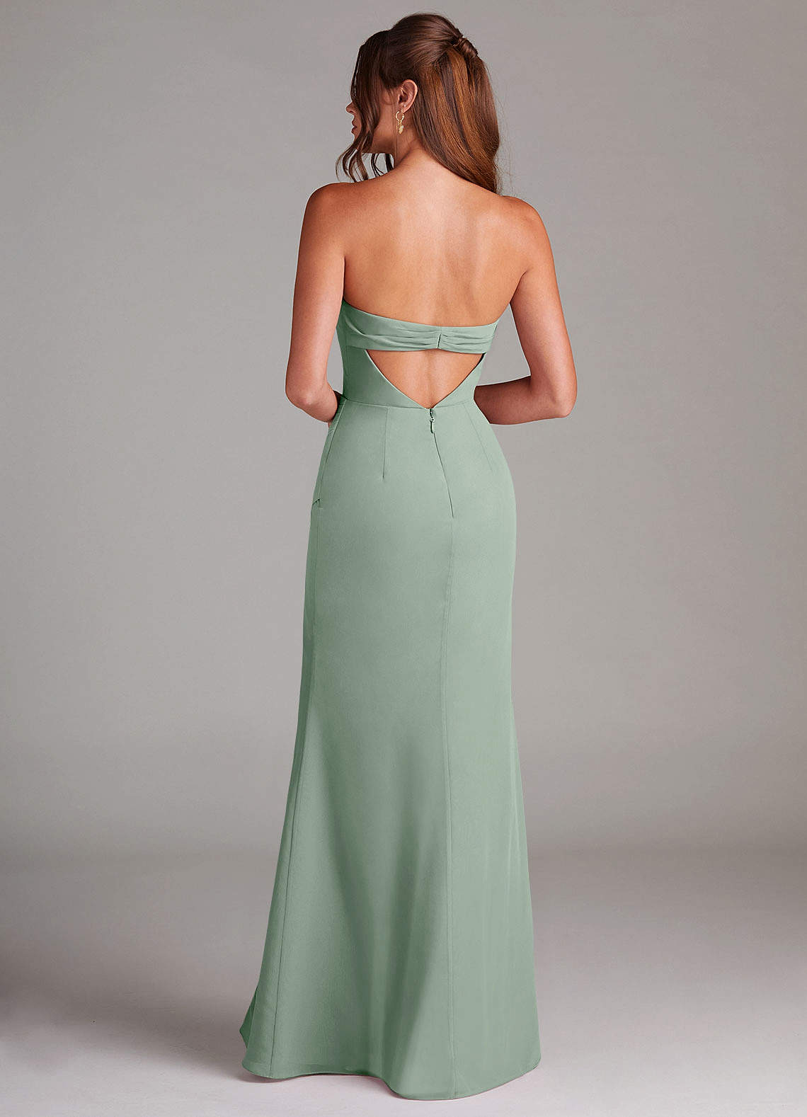 Azazie Leonis Bridesmaid Dresses Agave Sheath Strapless Chiffon Convertible Dress image4