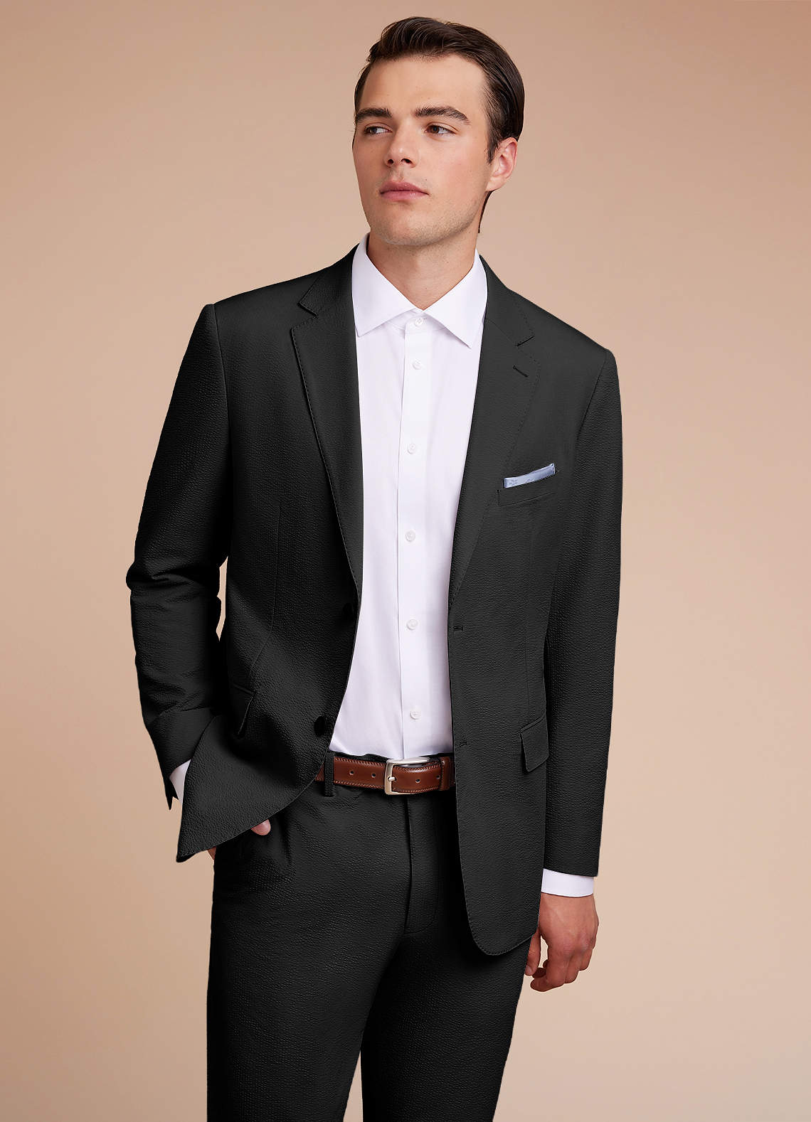 front Miles Black Seersucker Suit Jacket