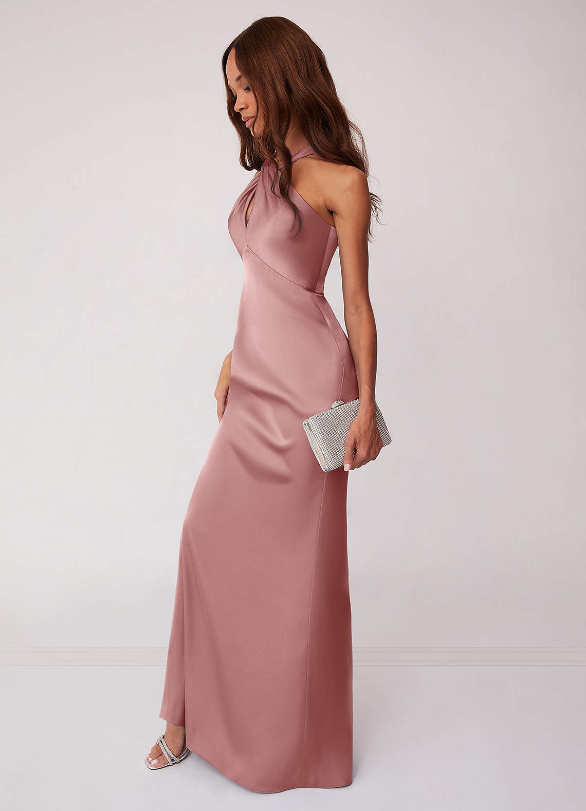 Barbie ♥ Azazie Bridesmaid Dresses Dusty Rose Sheath Stretch Satin Dress image4