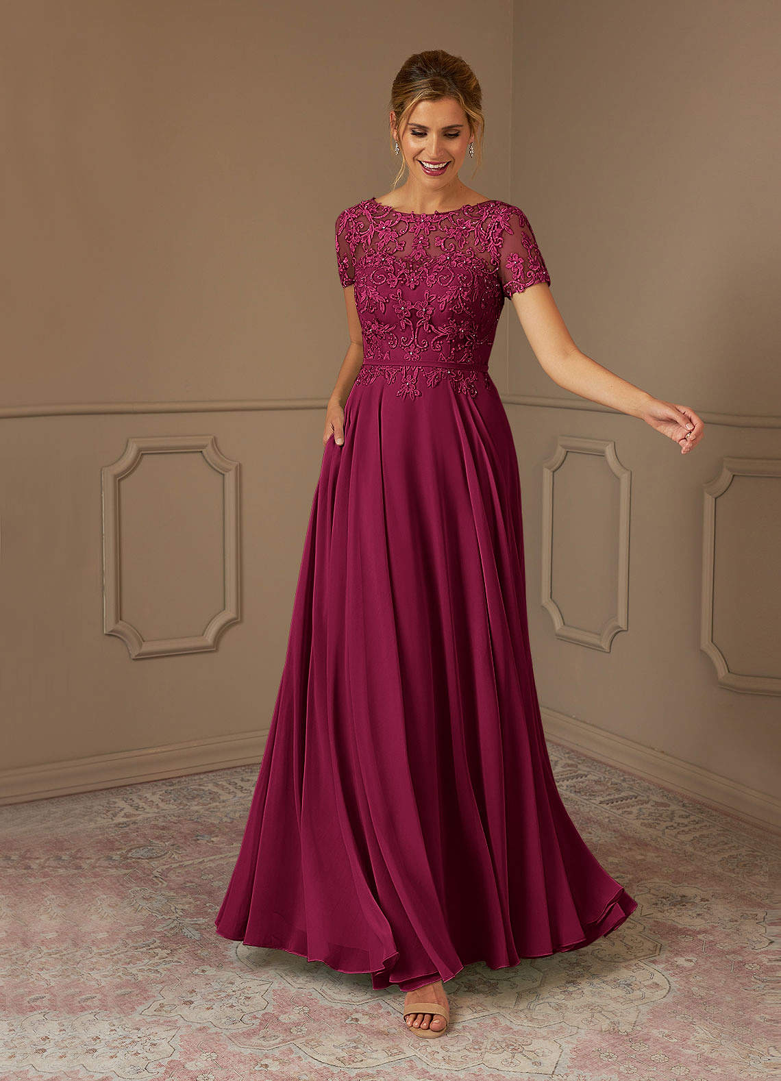mother of the groom dresses burgundy Azazie Adina A-Line Boatneck Sequins Chiffon Dress streamlined profile that flatters Embellishment_Pleated Style:EE01489BK Motel Codami Lace Halter Sleeveless
