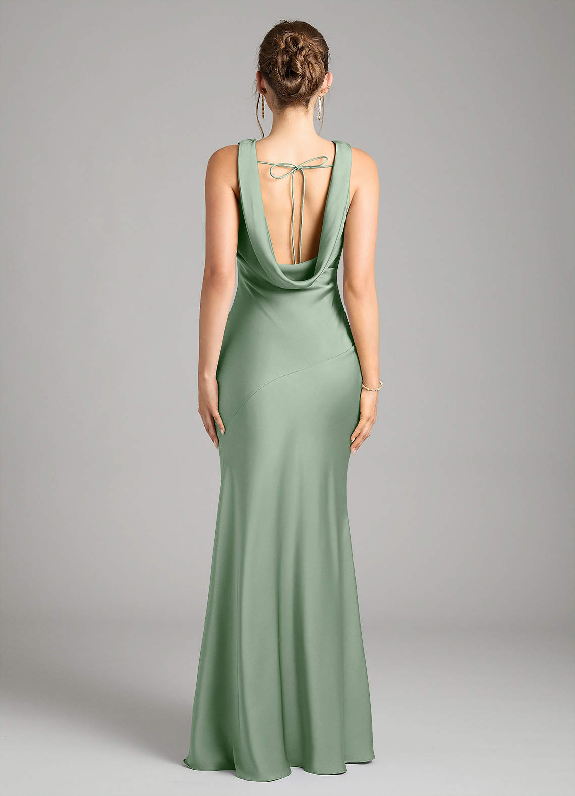 Azazie Rylina Bridesmaid Dresses Matcha Mermaid Stretch Satin Dress image1