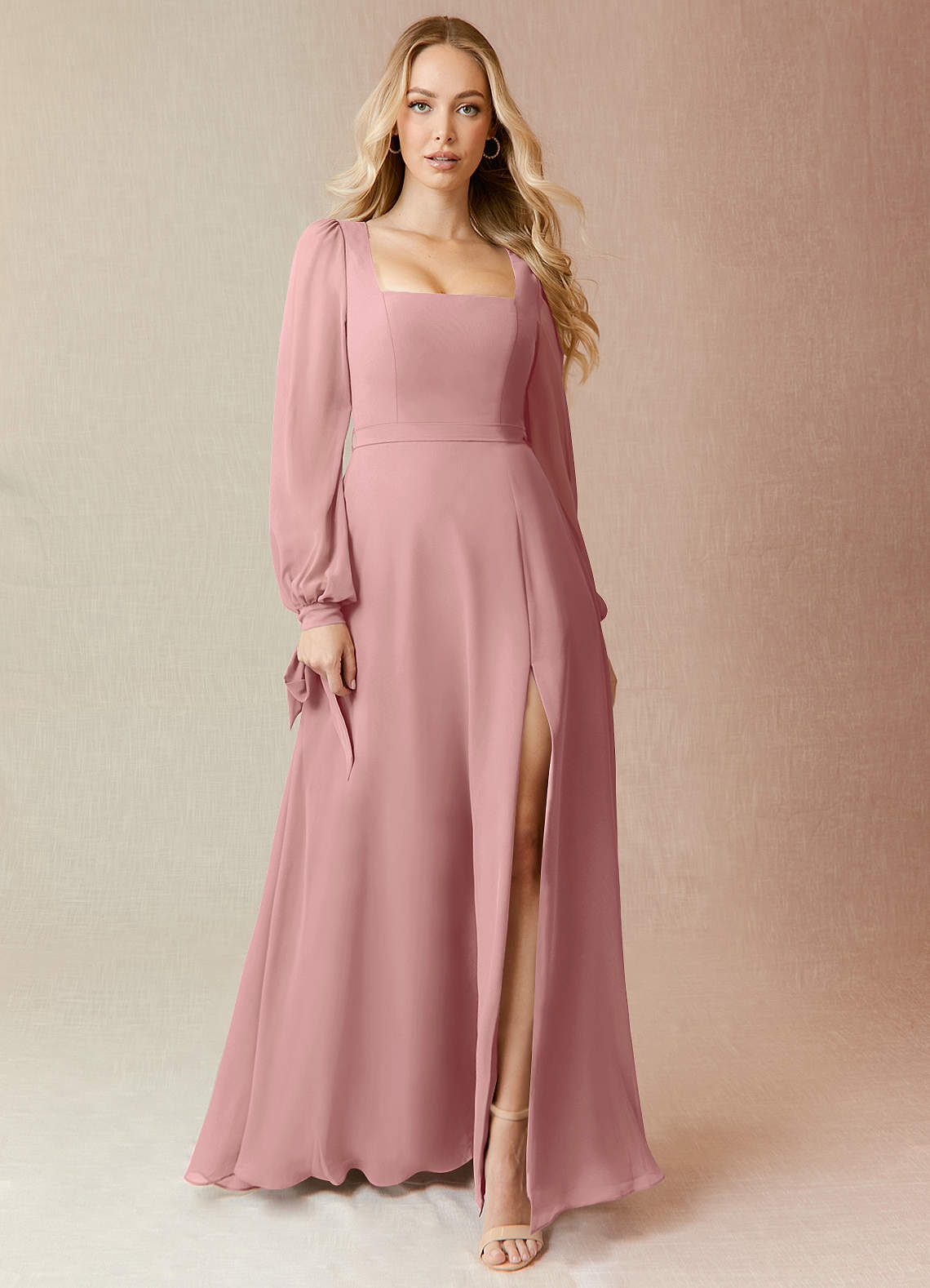 knee length dresses for ladies Dusty Rose Asymmetric Mini Slip Dress