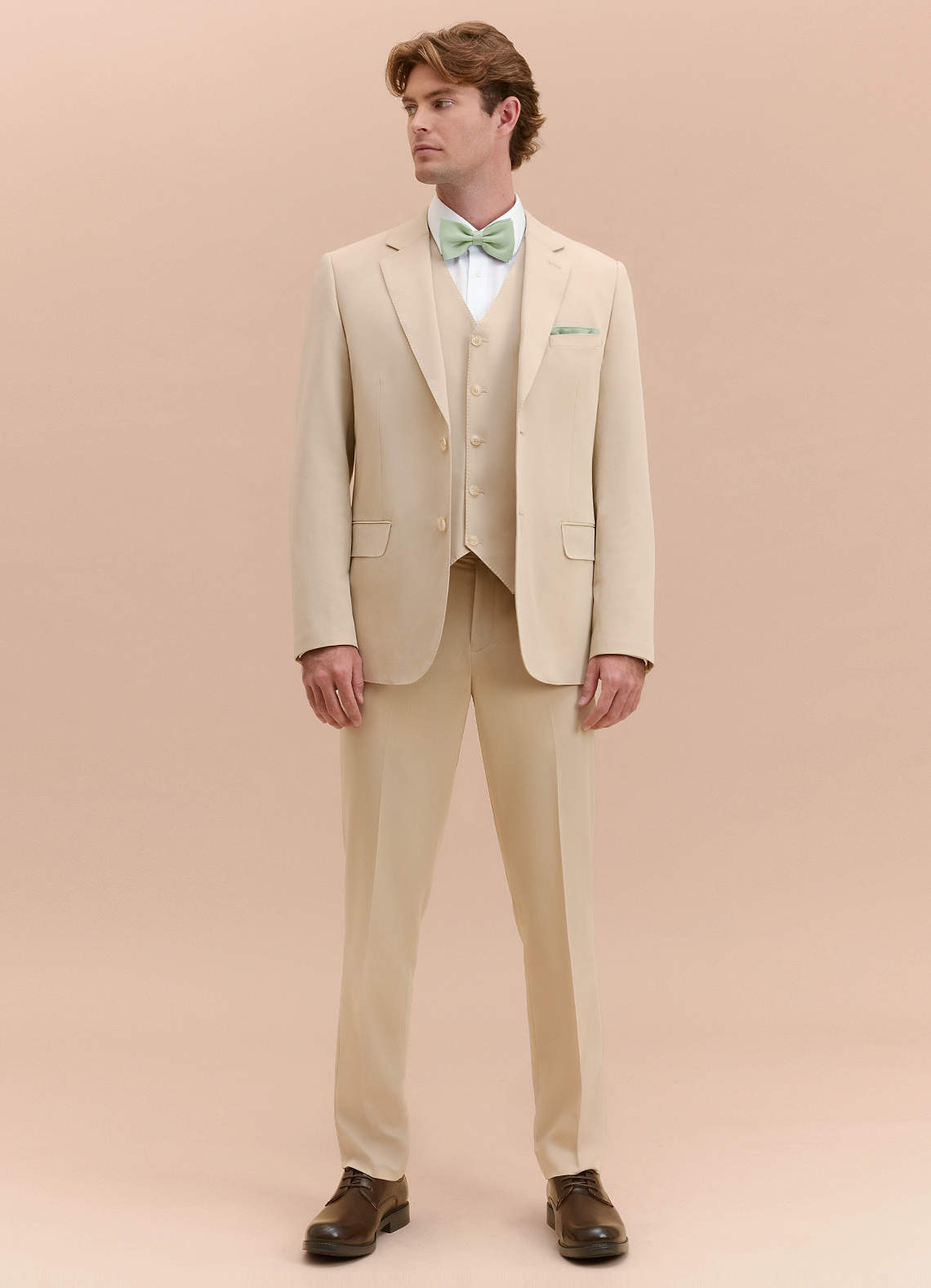 front William Tan Comfort Blend 3-piece suit