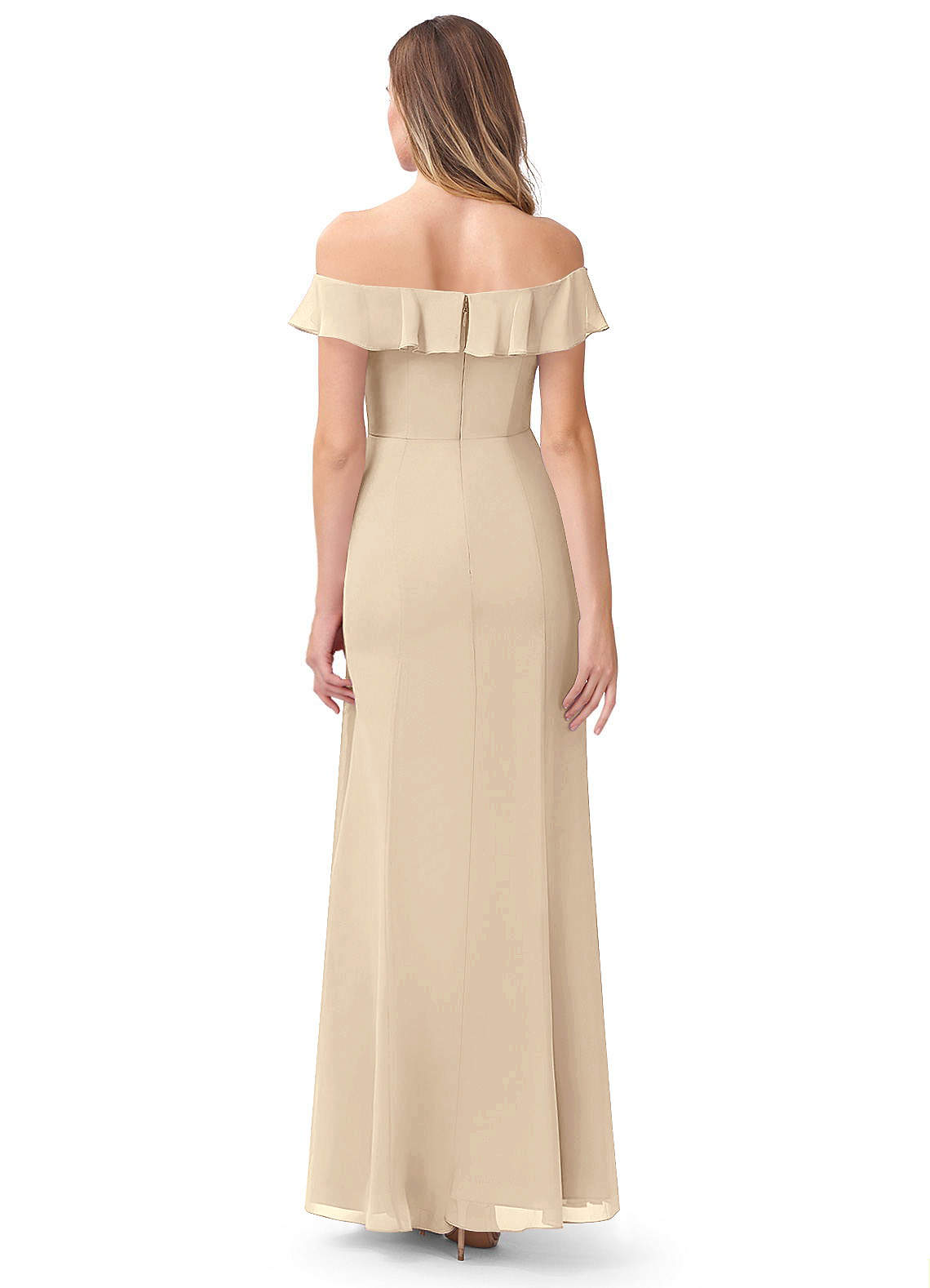 Azazie Sophie Bridesmaid Dresses A-Line Off the Shoulder Chiffon Floor-Length Dress image1