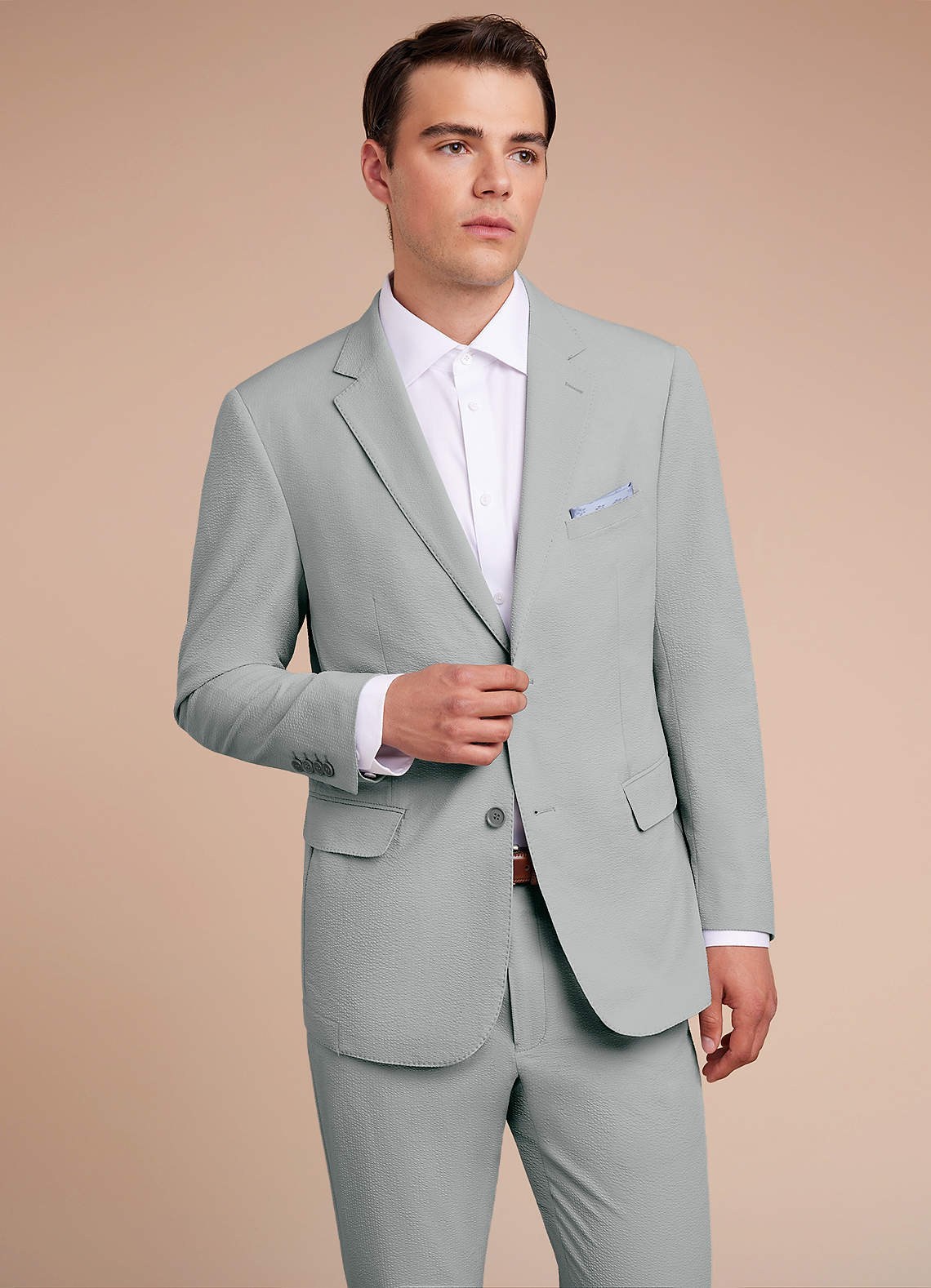 front Miles Light Grey Seersucker Suit Jacket