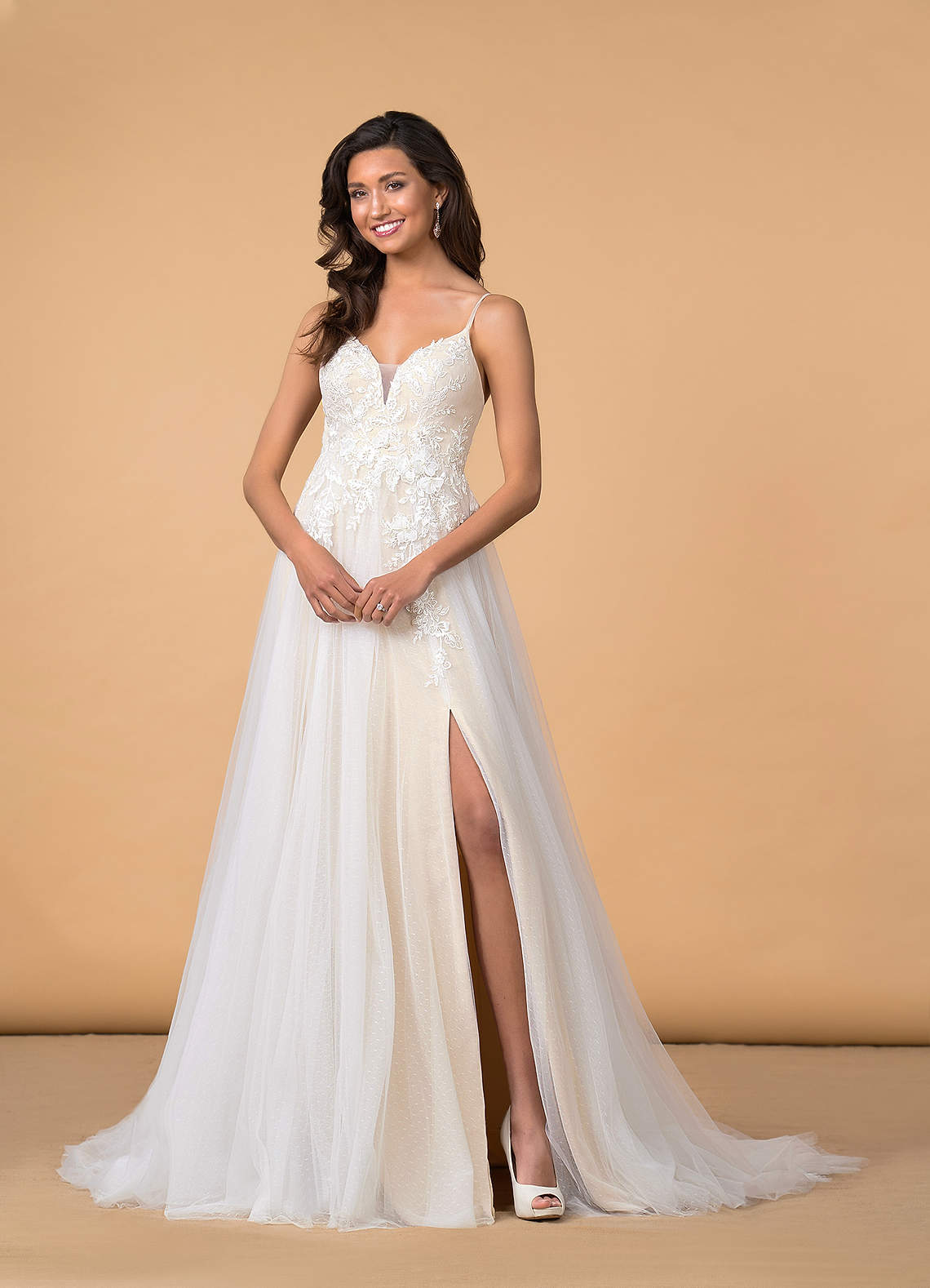 Azazie Nikita Wedding Dresses A-Line Sequins Tulle Chapel Train Dress image1