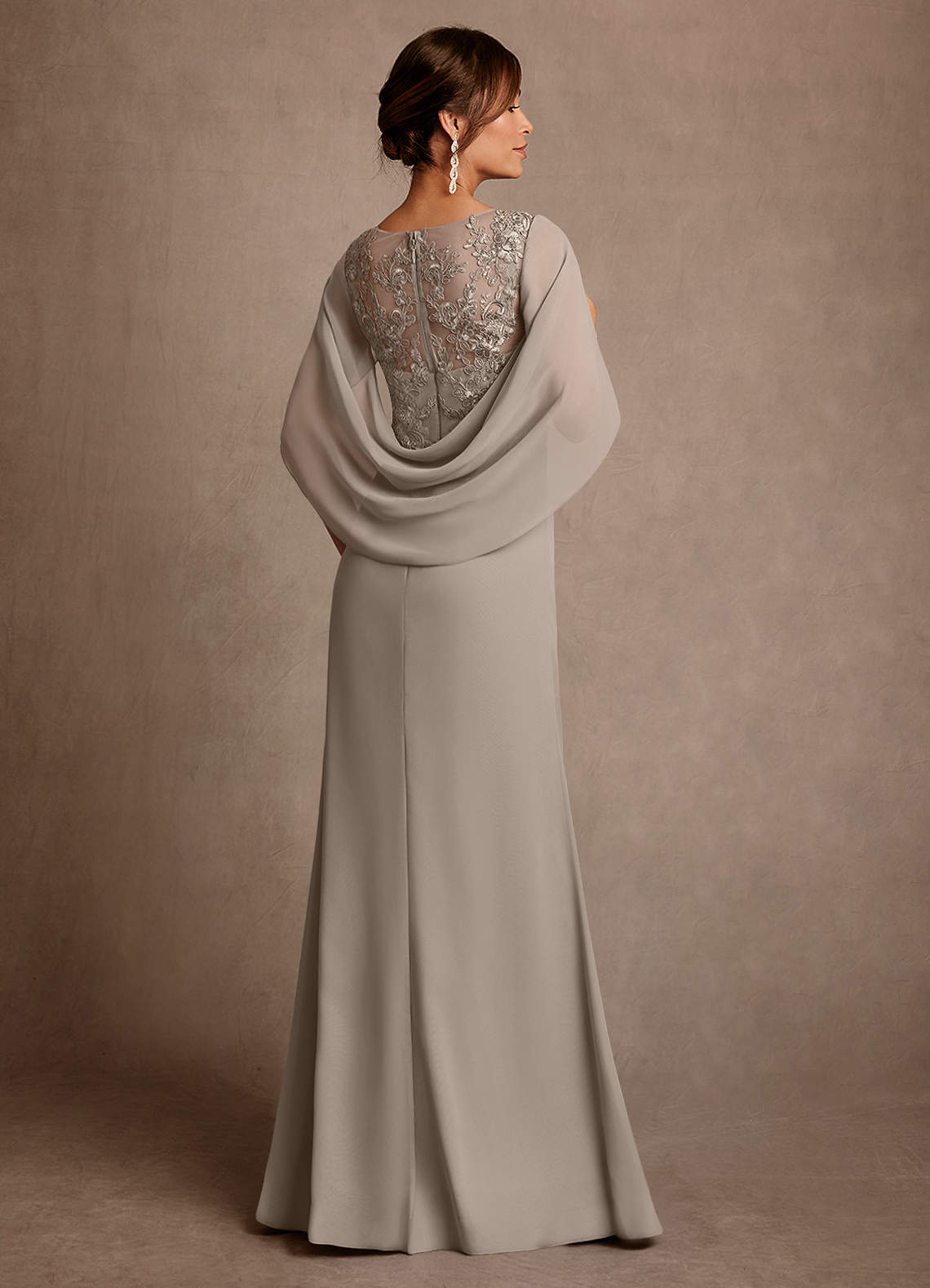 Azazie Santa Clara Kleider für die Brautmutter A-Linie Spitze Kleid Taupe image1