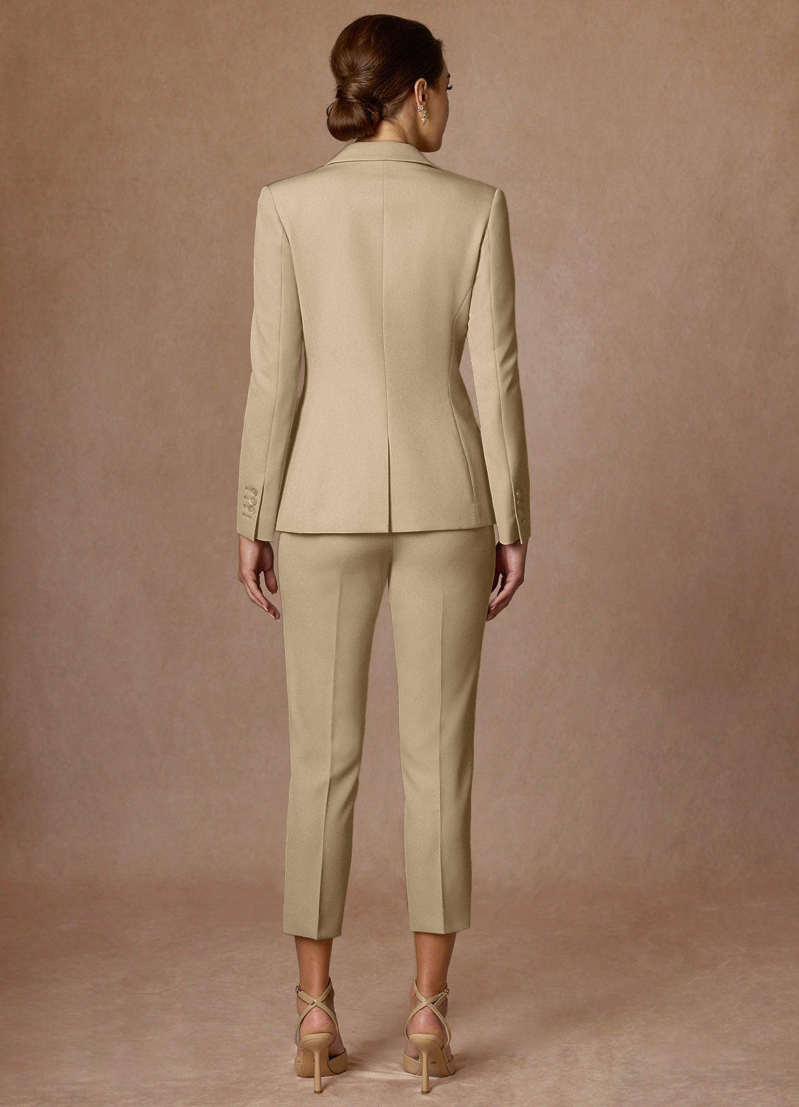 front Kennedy Champagne Structured Stretch Pants Suit