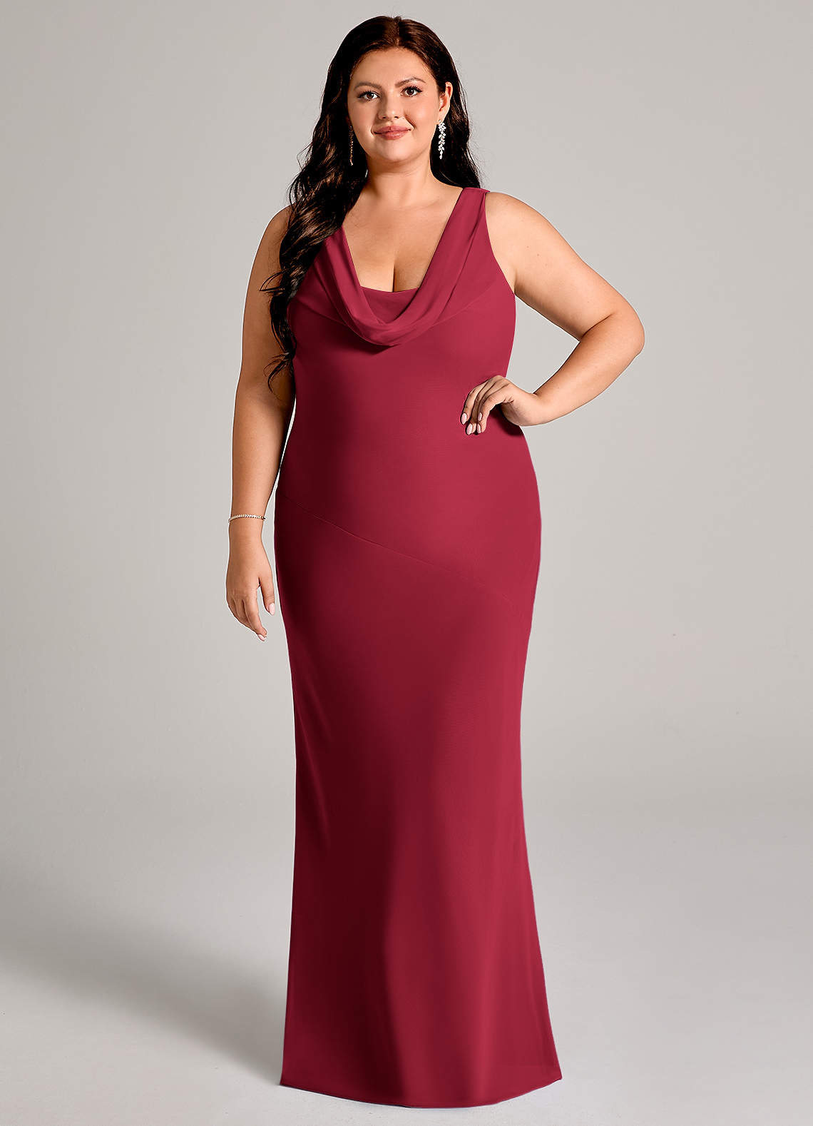 Azazie Rylina Bridesmaid Dresses Burgundy Mermaid Pleated Chiffon Dress image1