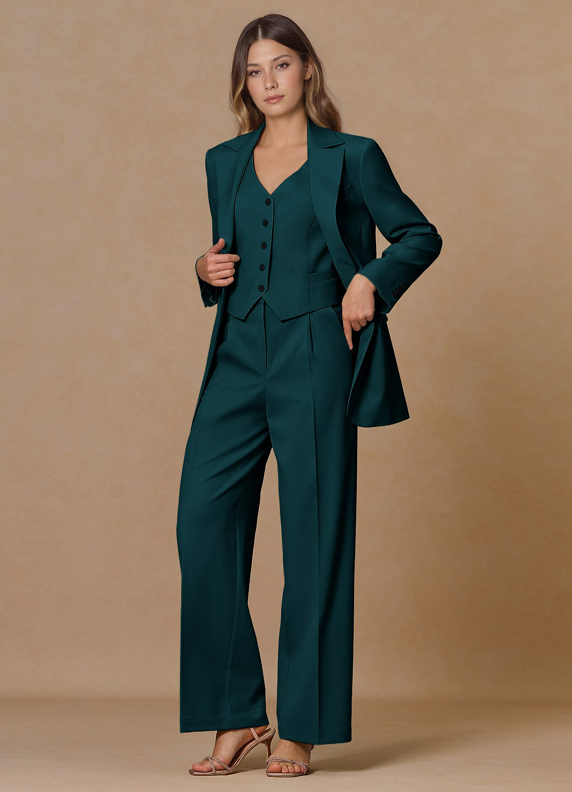 front Rowan Pine Refined Weave Performance 2-Piece Suit