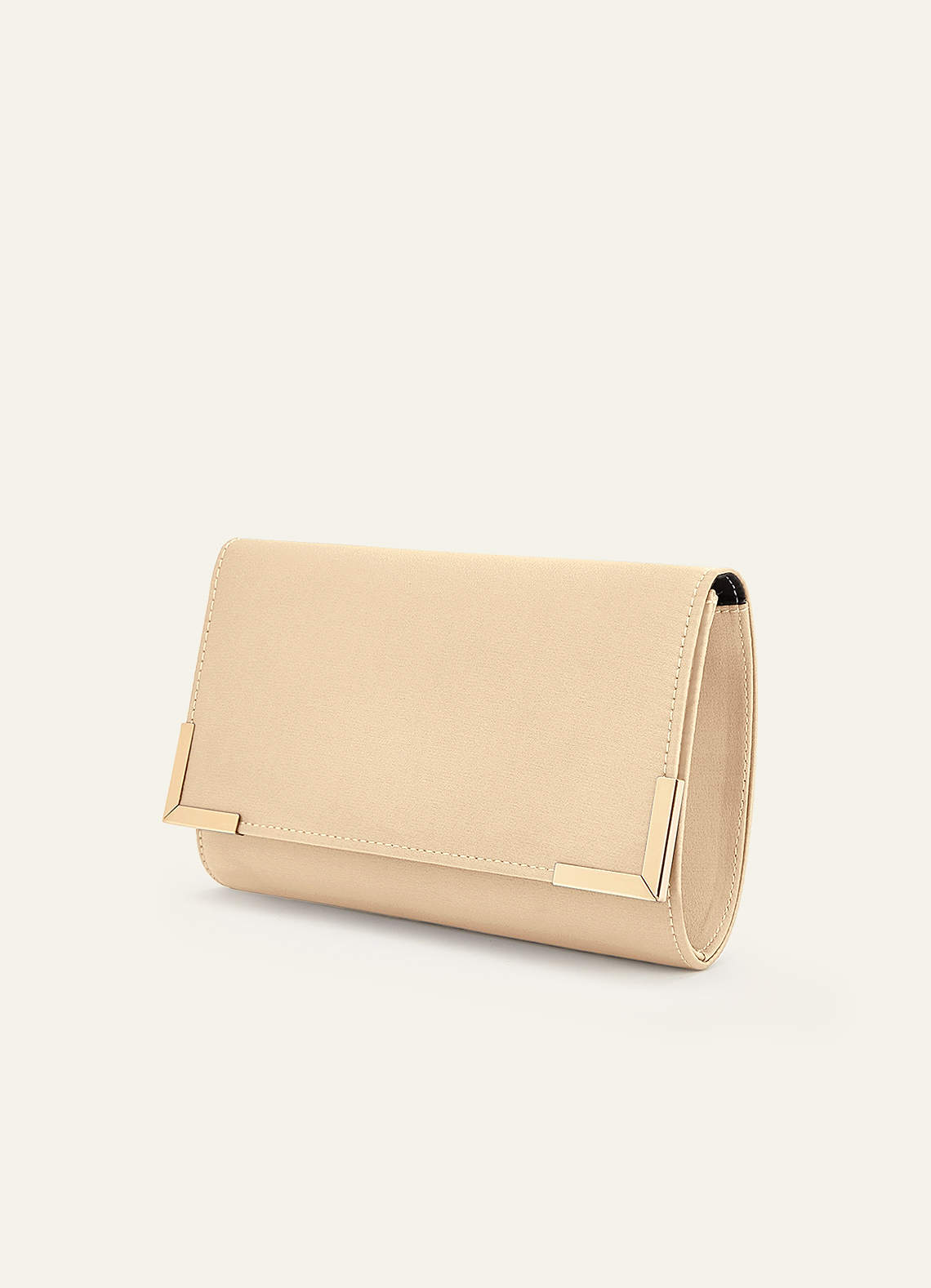 front Matching Color Stretch Satin Envelope Clutch Bag