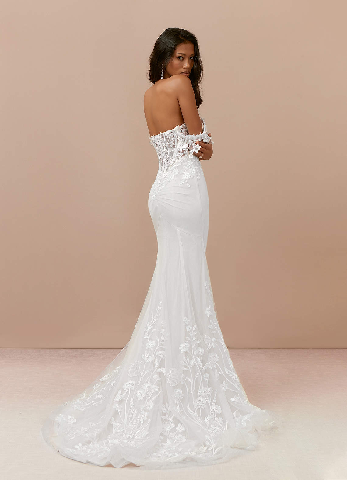 Azazie Evergarden Wedding Dresses Diamond White A-Line Sequins Tulle Dress image3